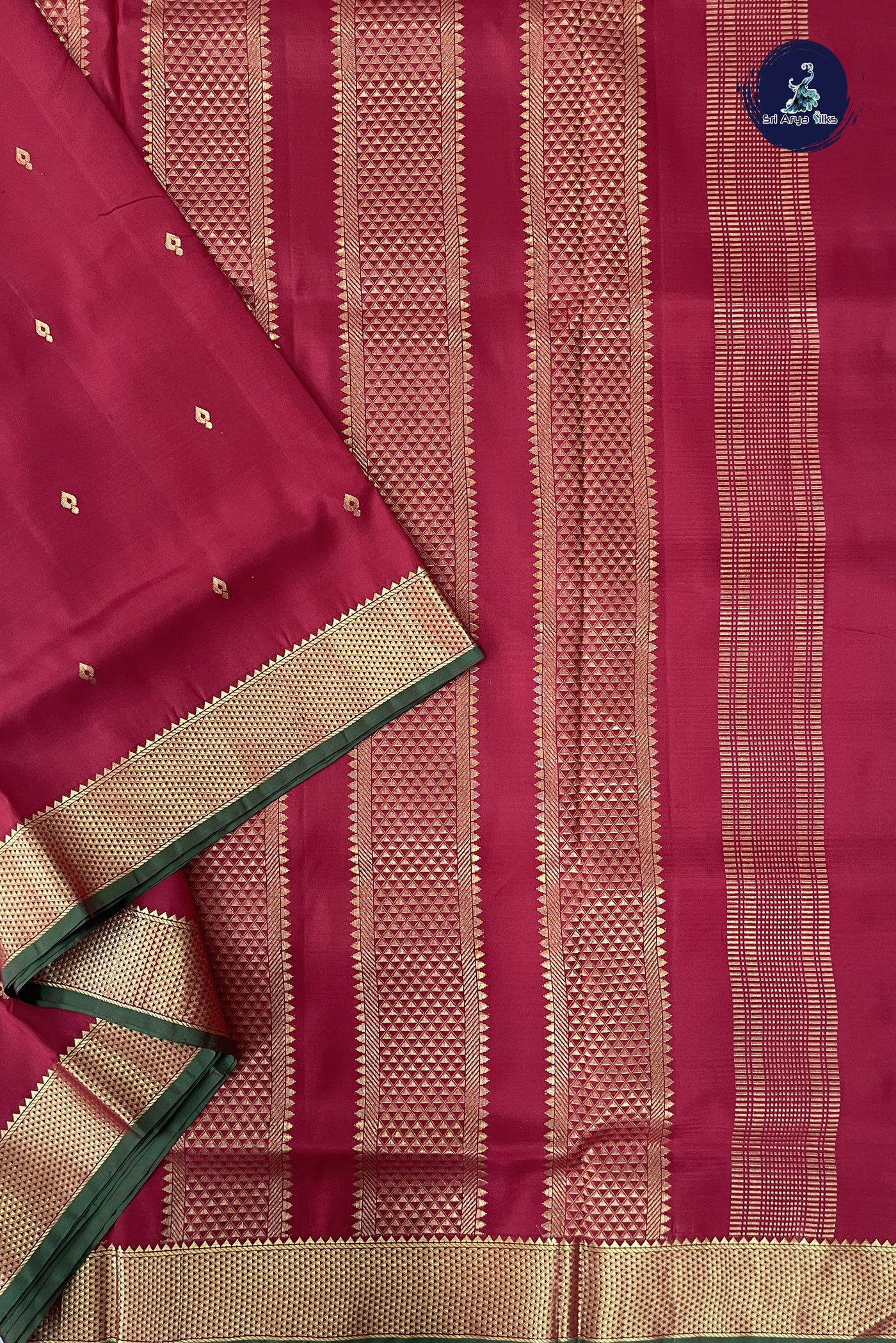 Maroon Madisar 10 Yards Silk Saree With Zari Buttas Pattern