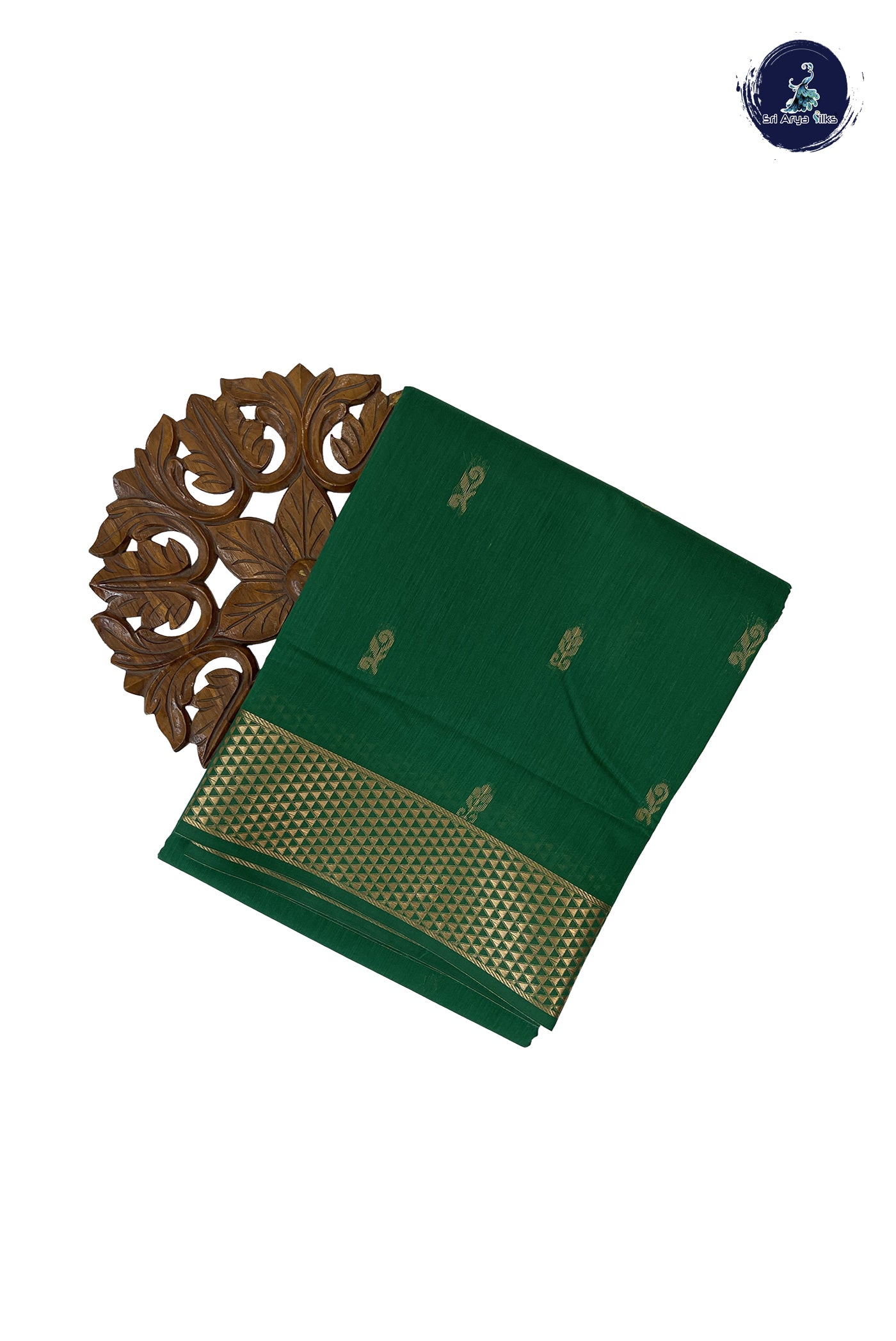 Green Madisar Semi Silk Cotton Saree With Zari Buttas Pattern