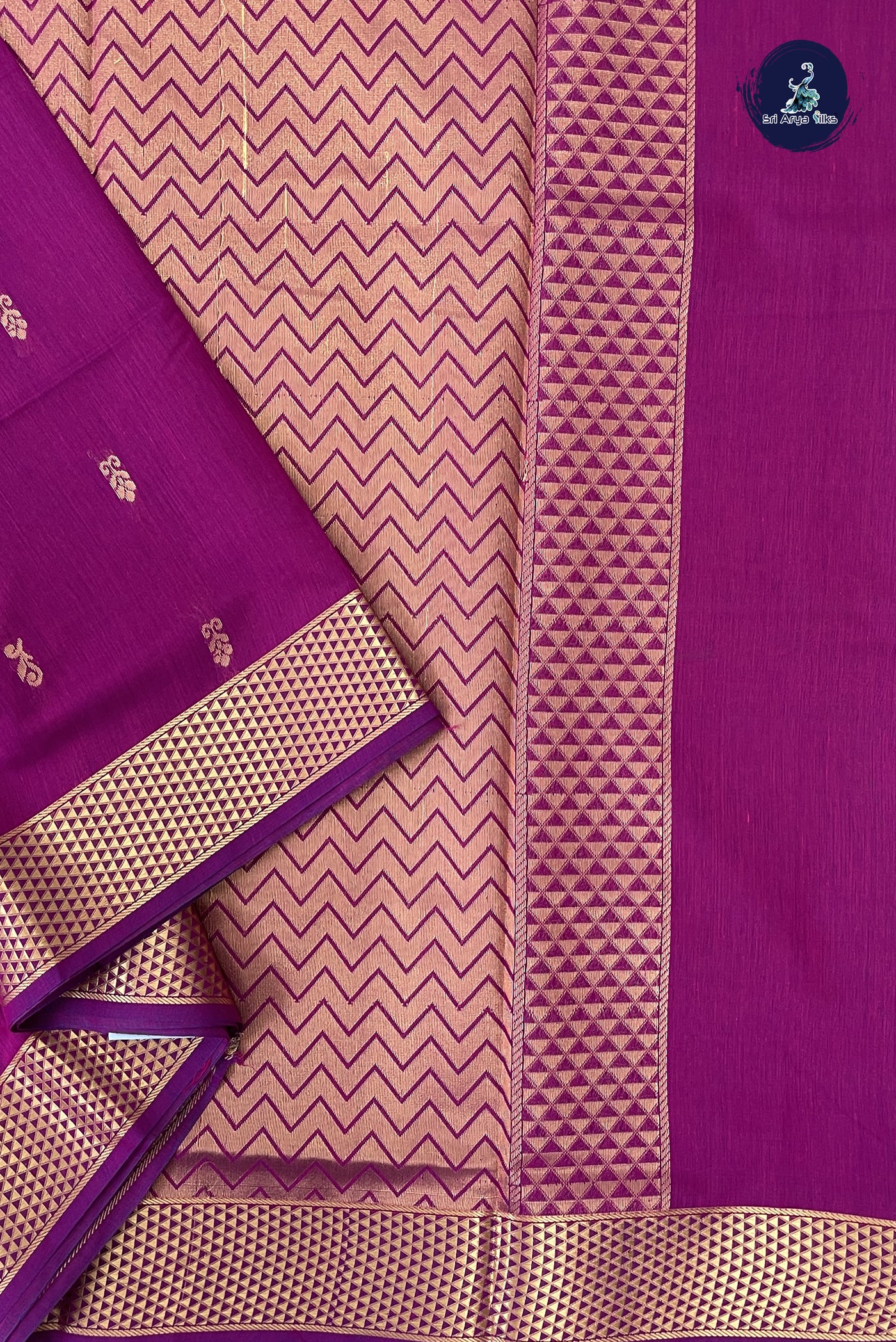 BeetRoot Shade Madisar Semi Silk Cotton Saree With Zari Buttas Pattern