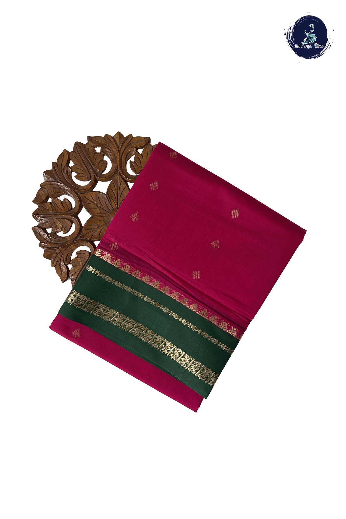 Dark Pink Madisar Semi Silk Cotton Saree With Zari Buttas Pattern