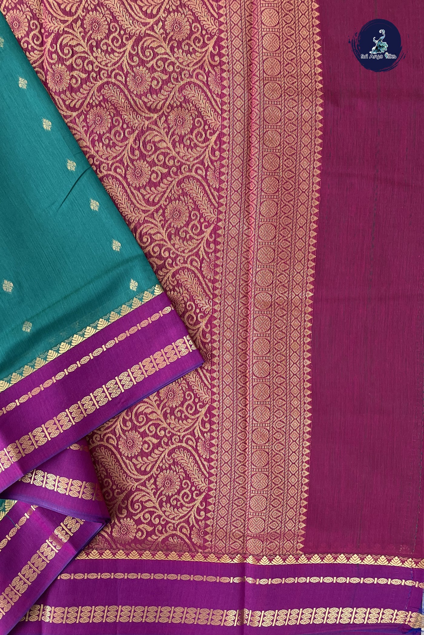 Green Madisar Semi Silk Cotton Saree With Zari Buttas Pattern