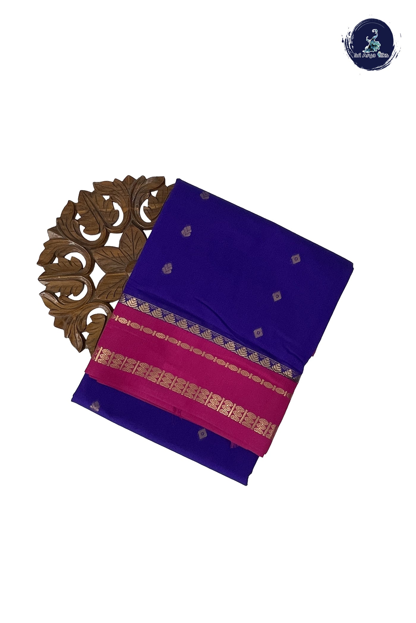 Violet Madisar Semi Silk Cotton Saree With Zari Buttas Pattern