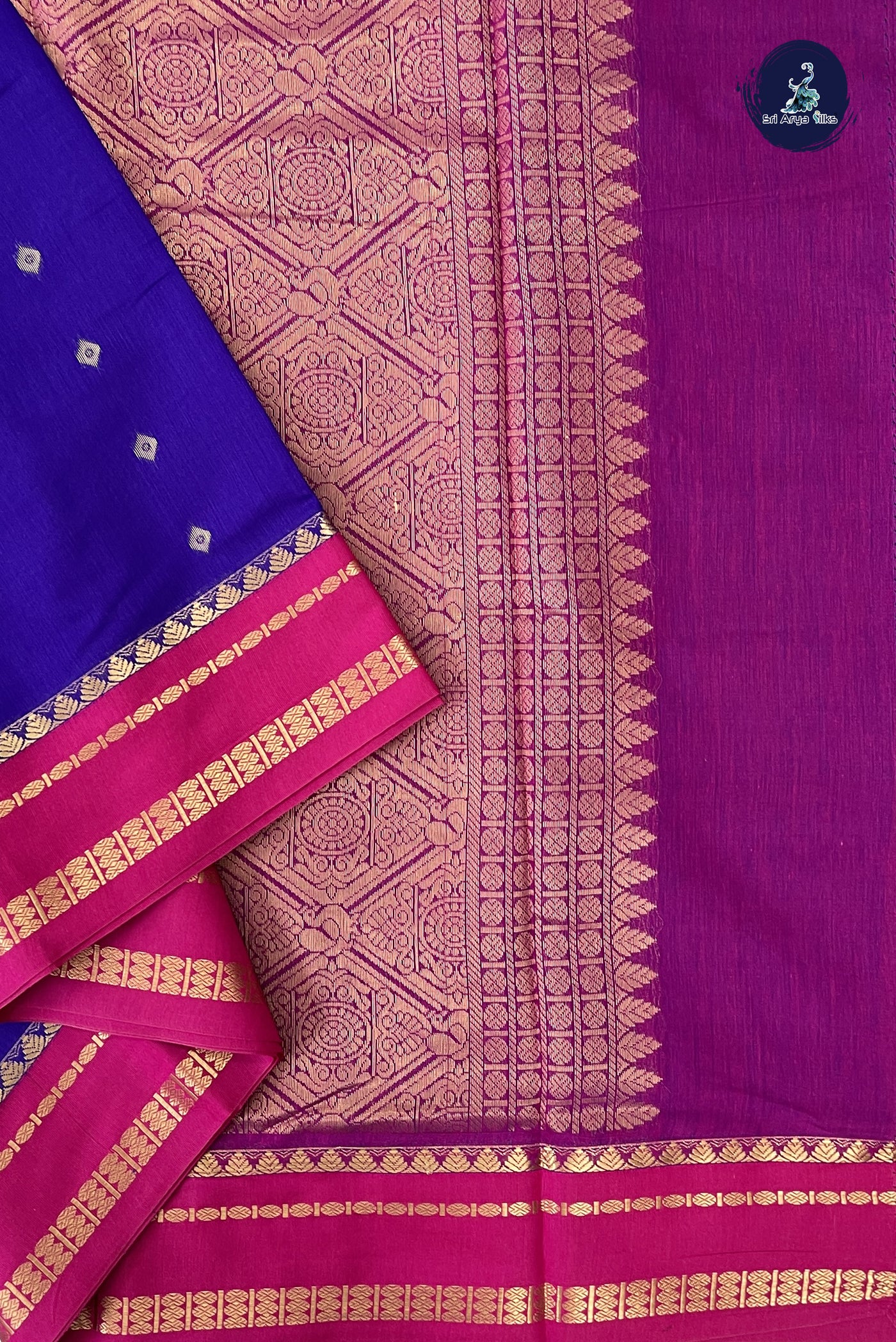 Violet Madisar Semi Silk Cotton Saree With Zari Buttas Pattern