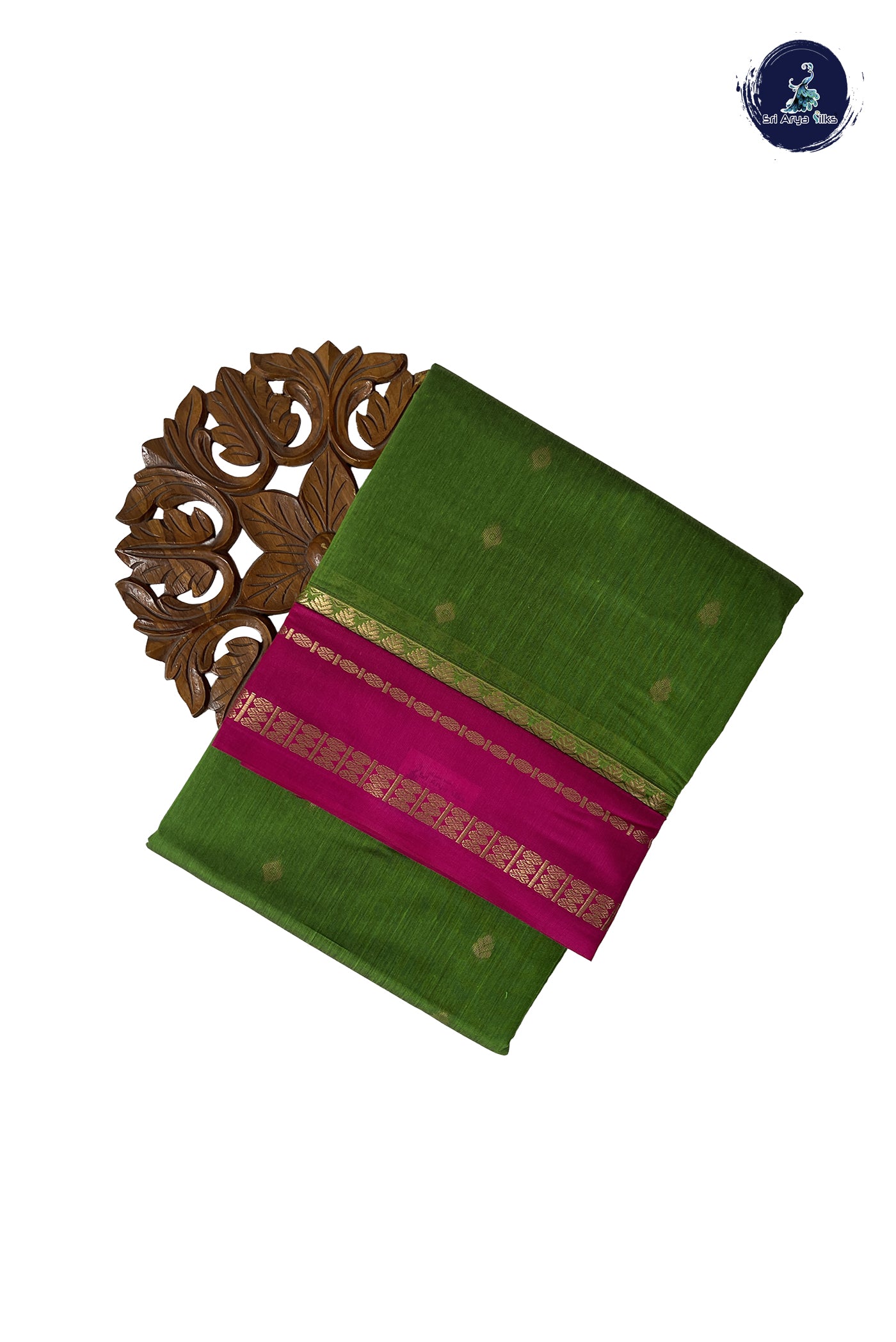 Dual Tone Green Madisar Semi Silk Cotton Saree With Zari Buttas Pattern