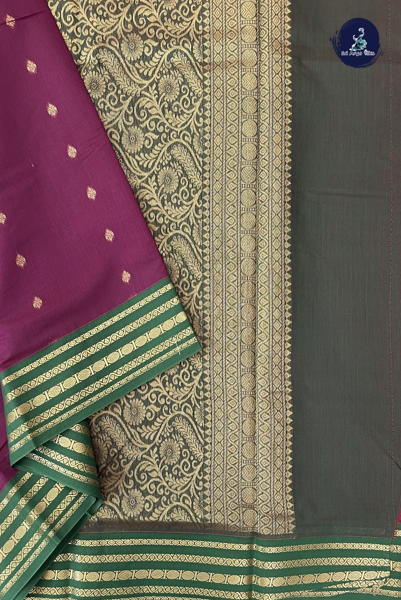 Snuf Madisar Semi Silk Cotton Saree With Zari Buttas Pattern