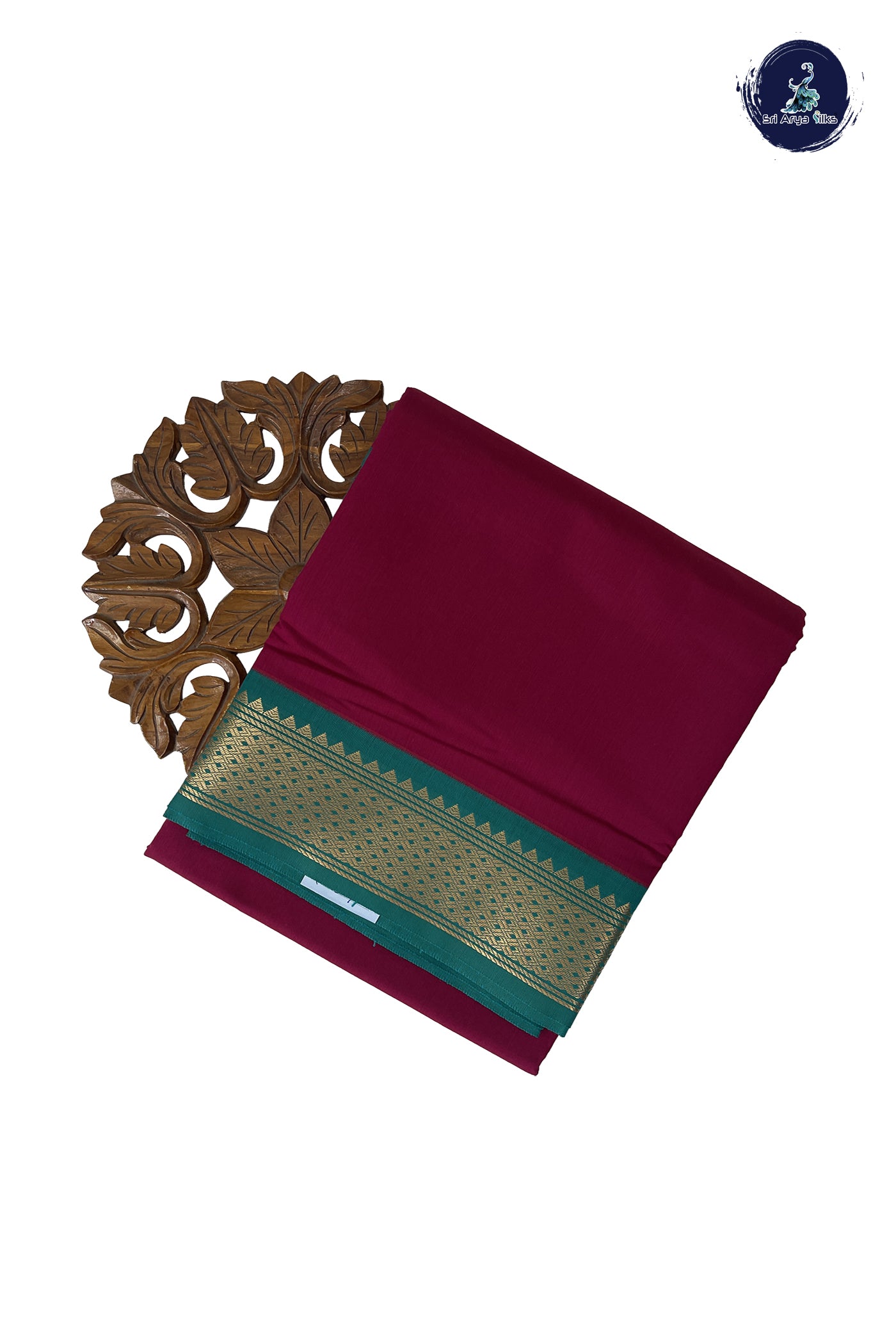 Maroon Madisar Semi Silk Cotton Saree With Plain Pattern