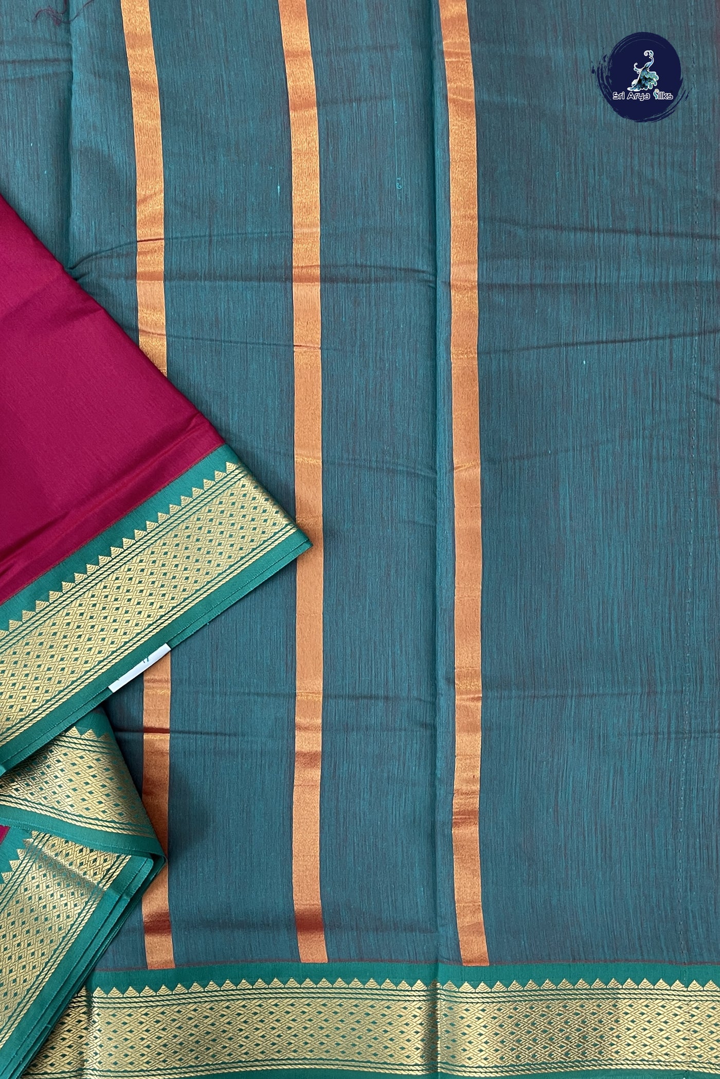 Maroon Madisar Semi Silk Cotton Saree With Plain Pattern