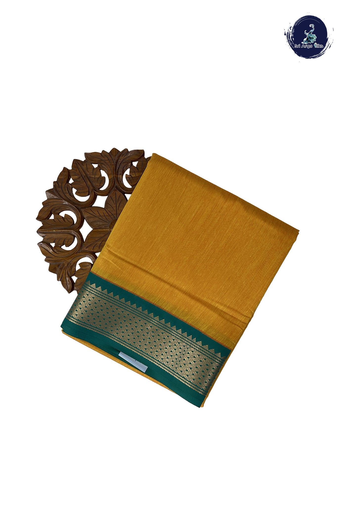 Mango Yellow Madisar Semi Silk Cotton Saree With Plain Pattern