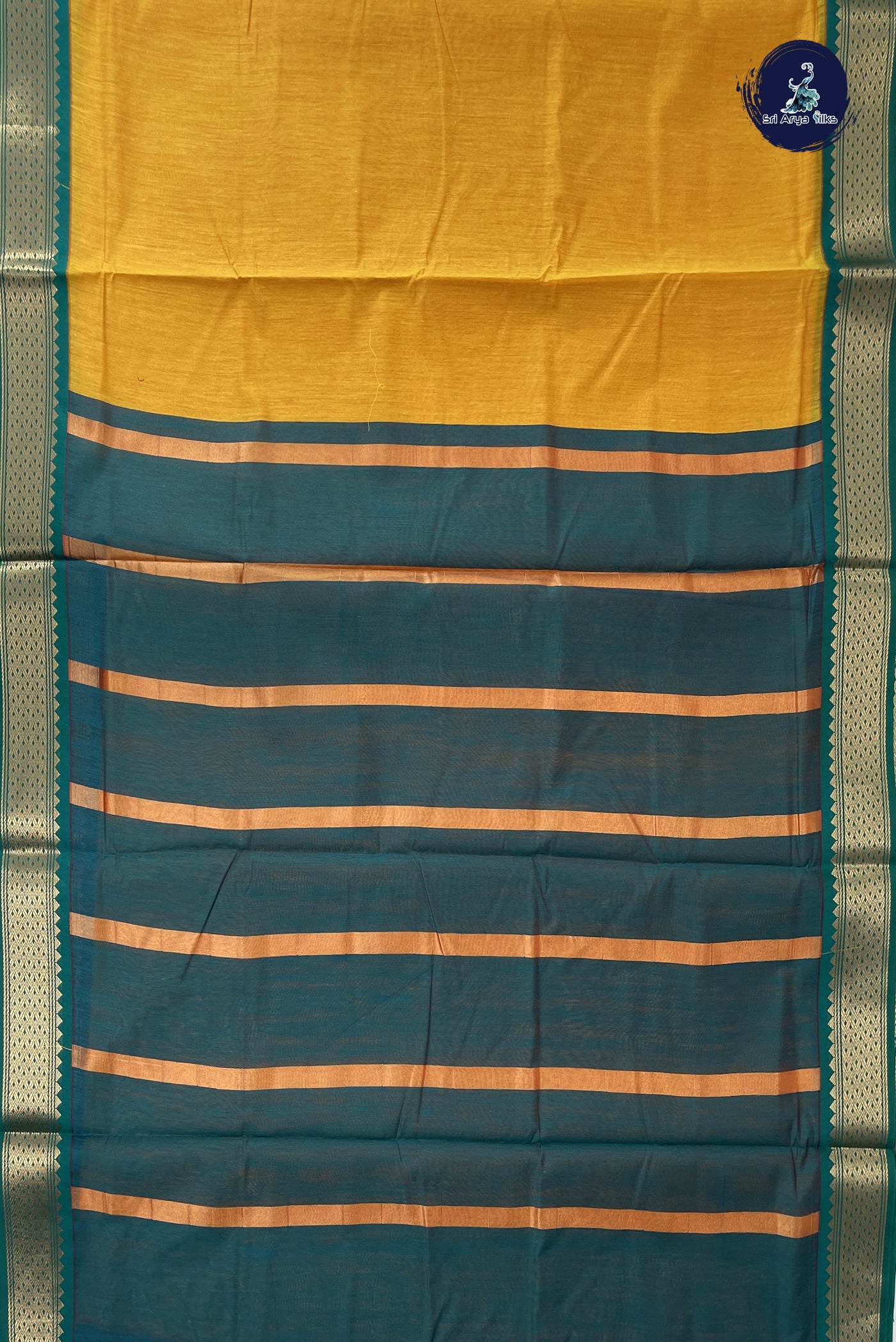Mango Yellow Madisar Semi Silk Cotton Saree With Plain Pattern