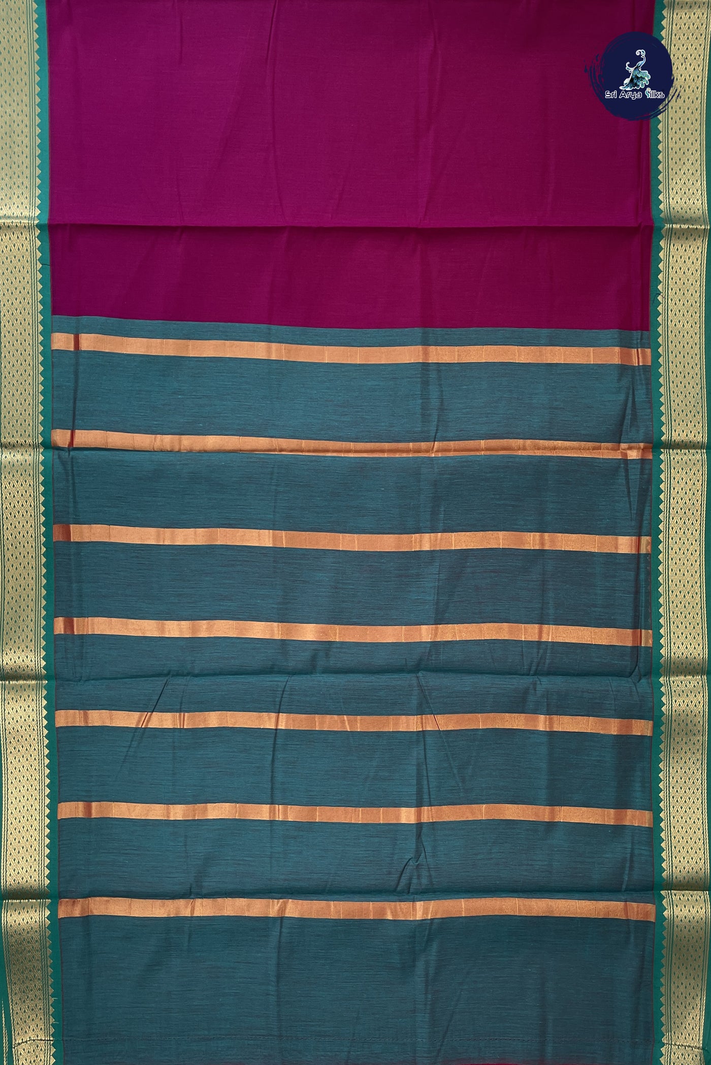 Pinkish Maroon Madisar Semi Silk Cotton Saree With Plain Pattern