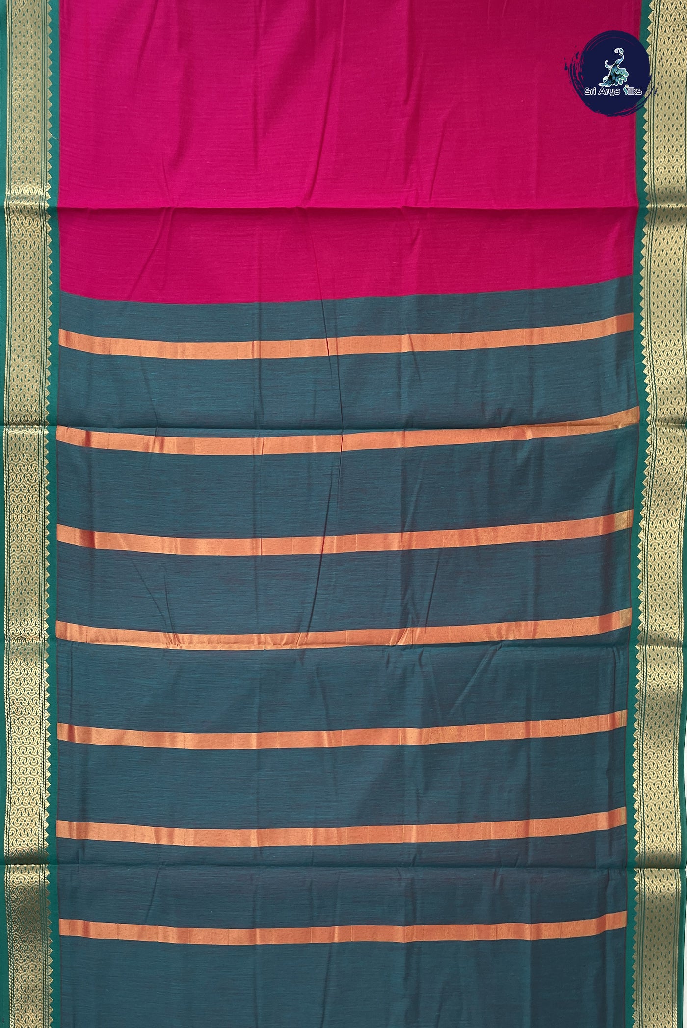 Magenta Madisar Semi Silk Cotton Saree With Plain Pattern