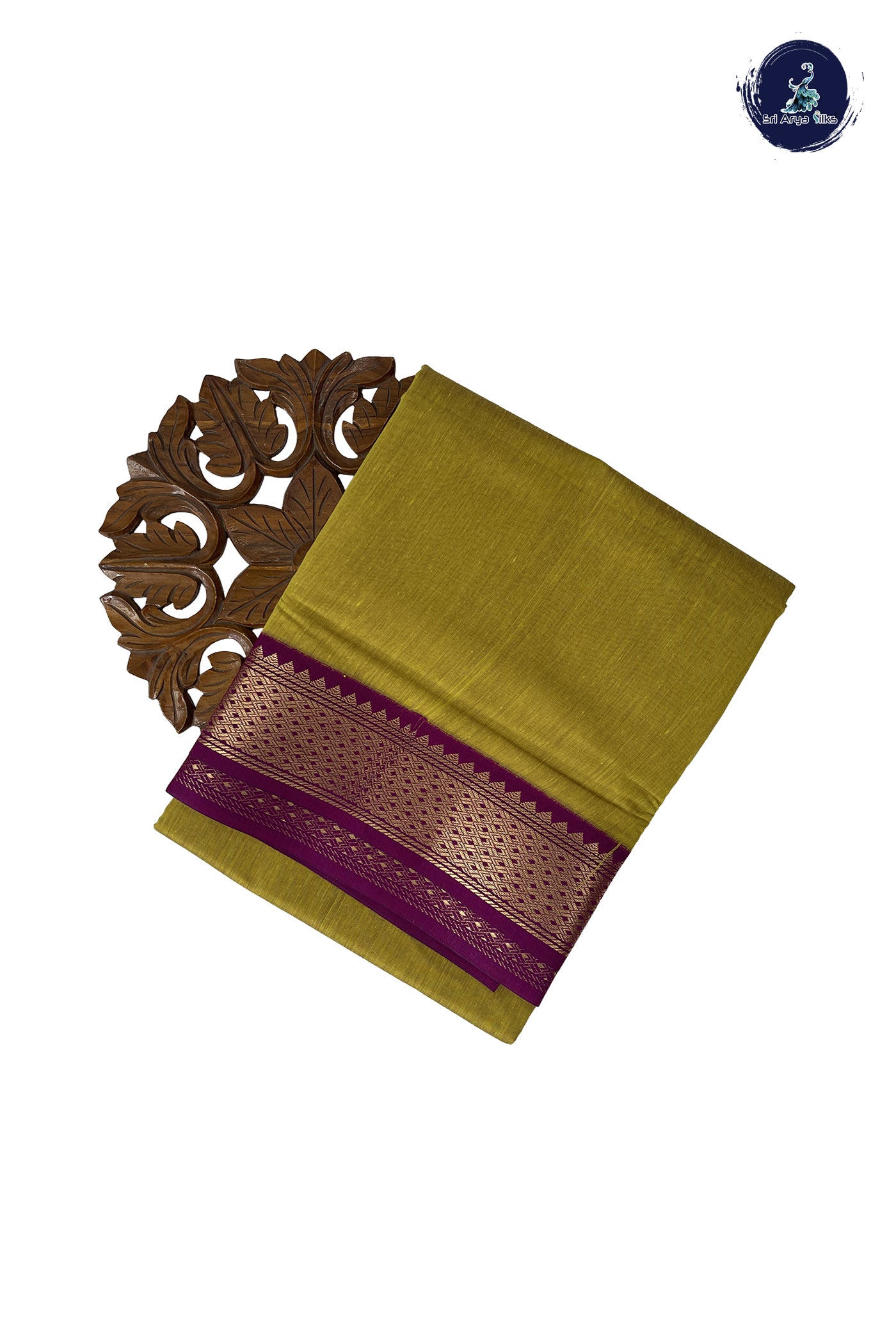 Mustard Madisar Semi Silk Cotton Saree With Plain Pattern
