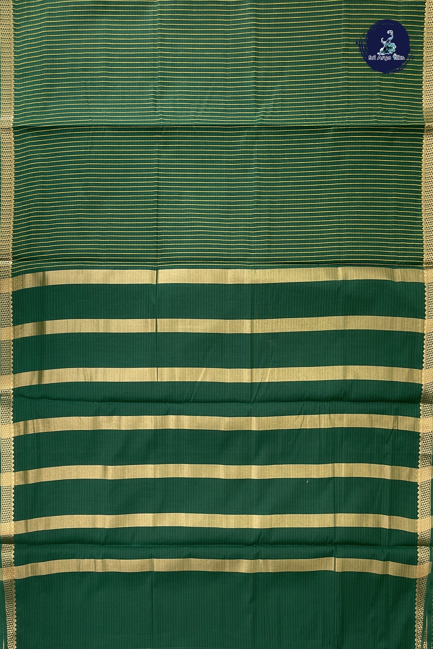 Dark Green Madisar Semi Silk Cotton Saree With Checked Pattern