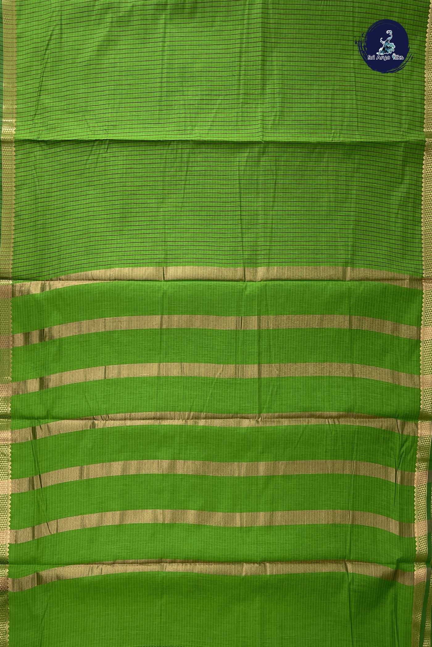 Light Green Madisar Semi Silk Cotton Saree With Checked Pattern