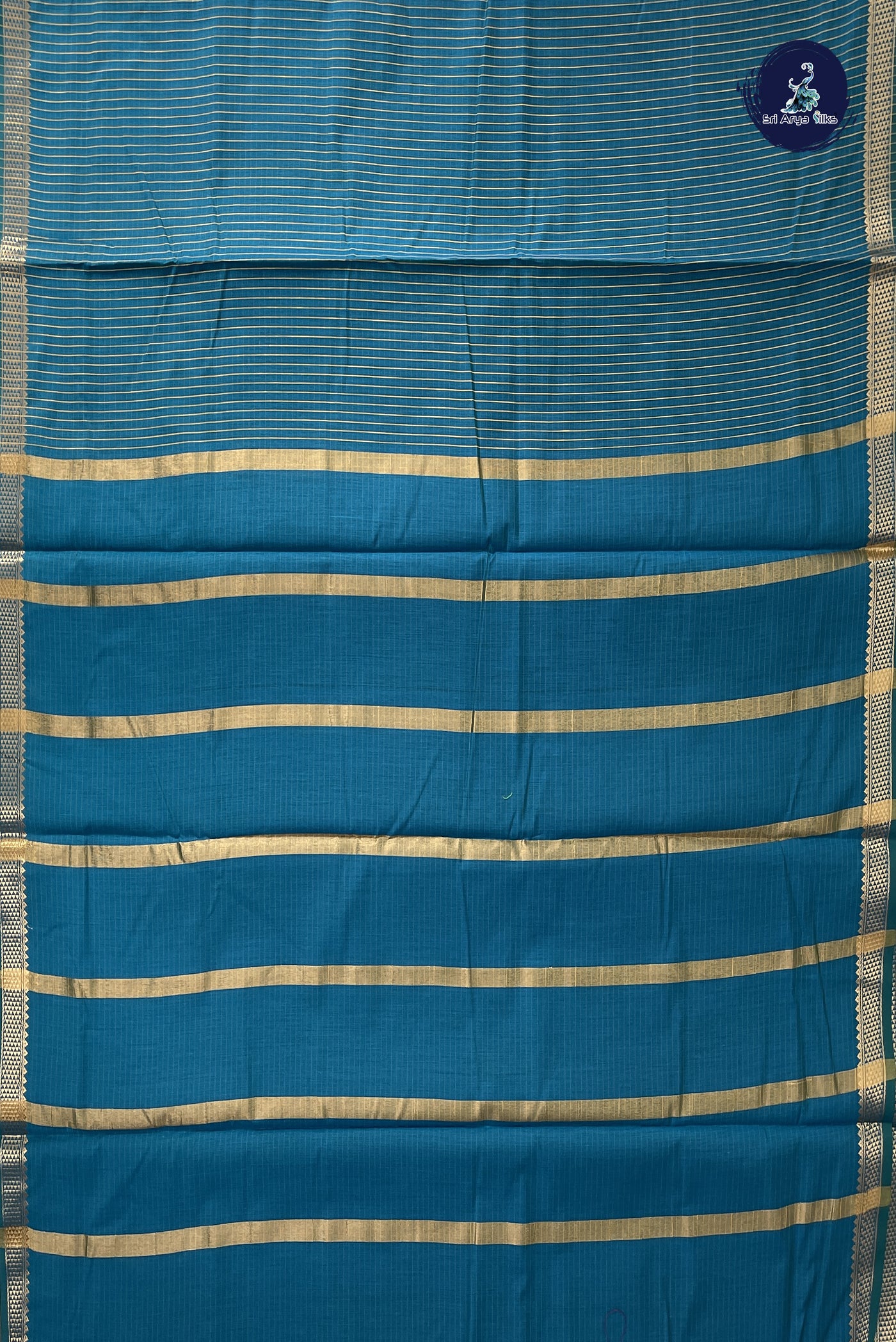 Sapphire Blue Madisar Semi Silk Cotton Saree With Checked Pattern