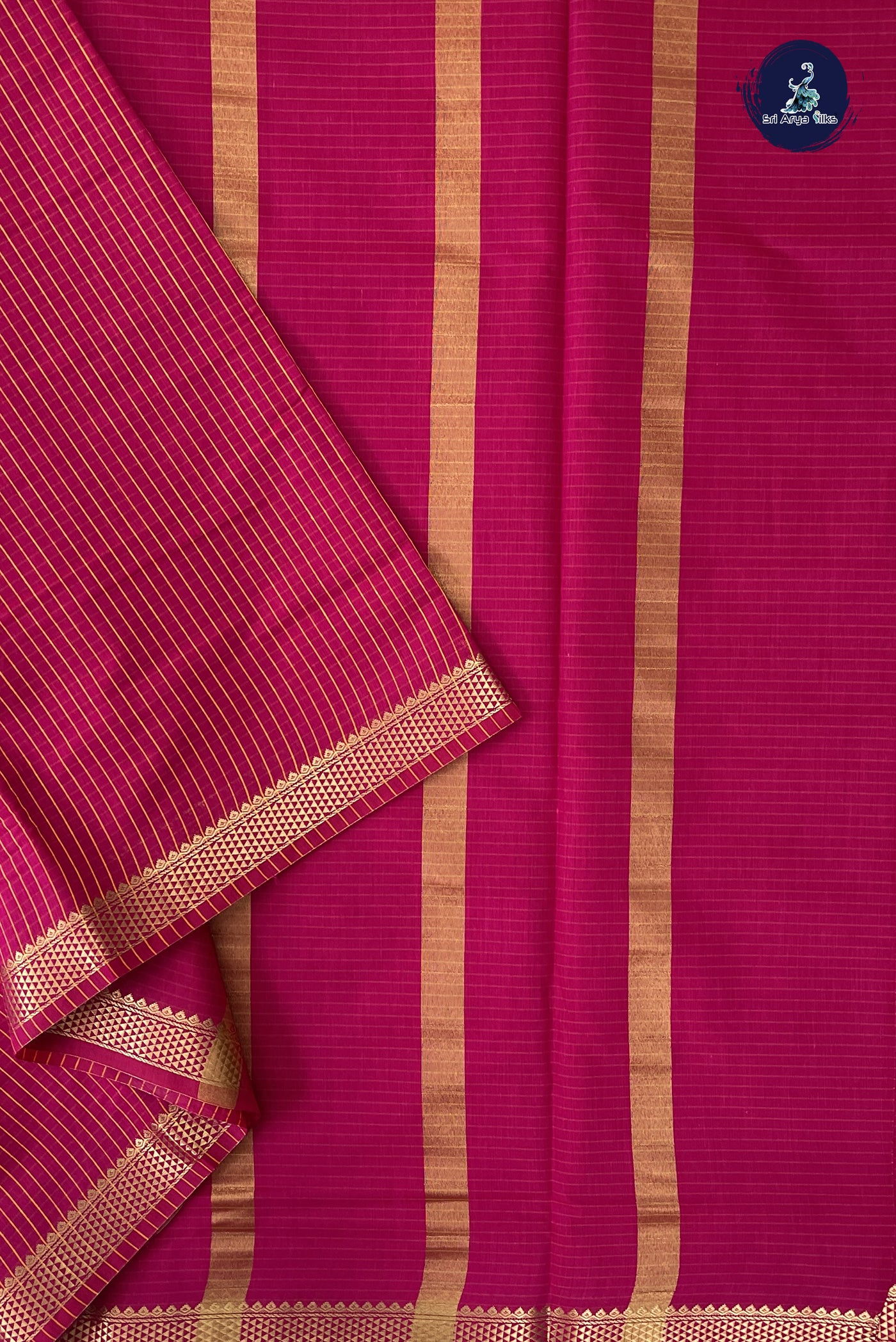Dark Pink Madisar Semi Silk Cotton Saree With Checked Pattern