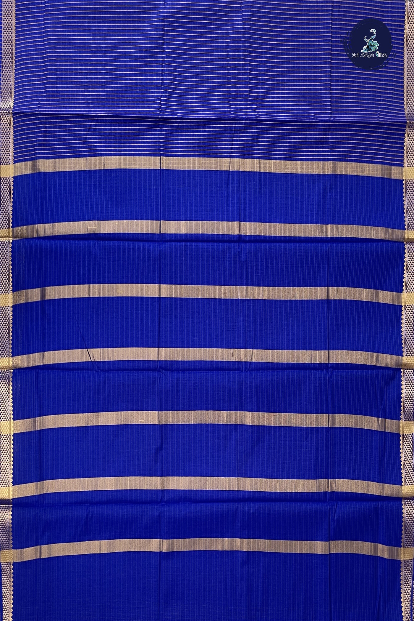 MS Blue Madisar Semi Silk Cotton Saree With Checked Pattern