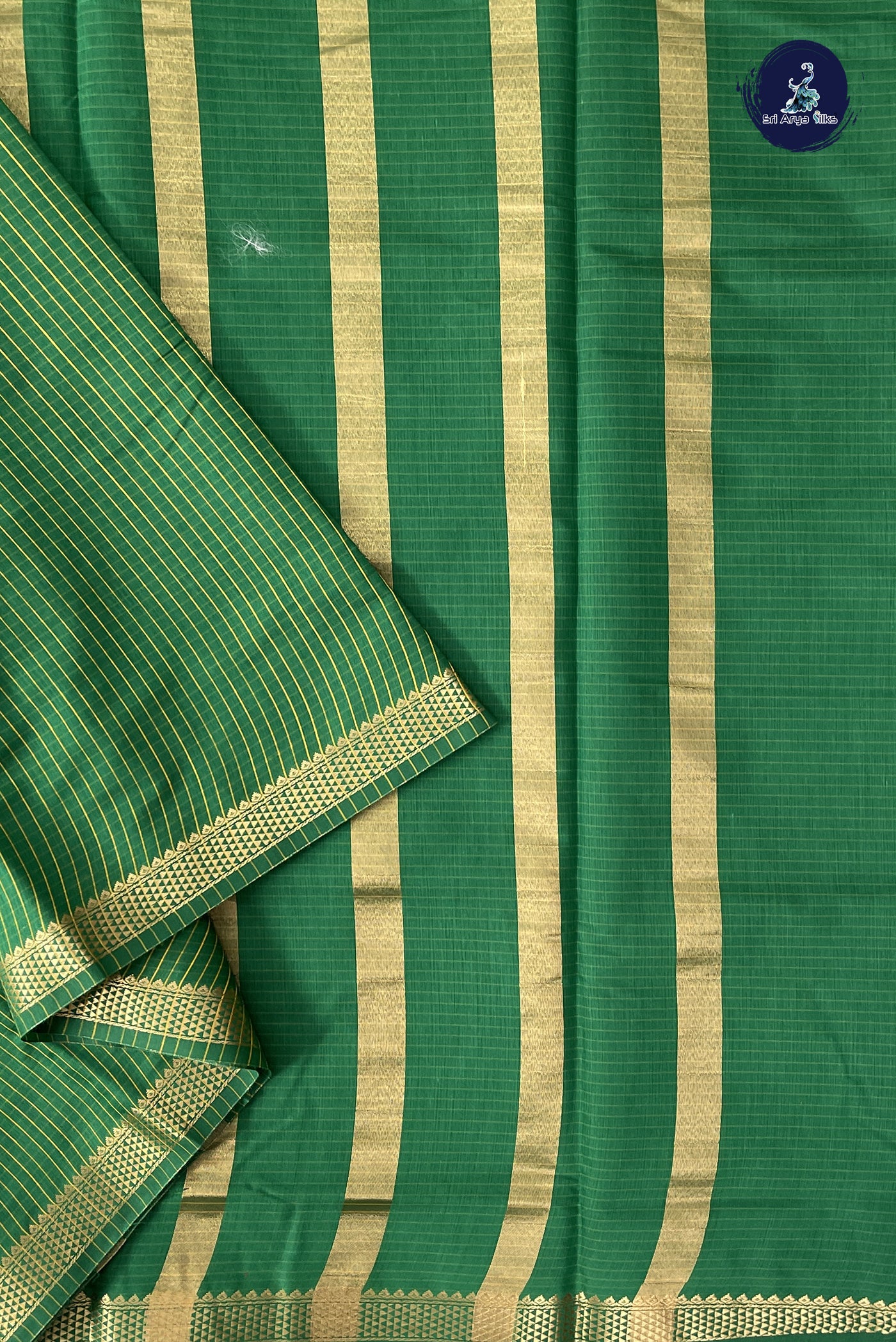 Green Madisar Semi Silk Cotton Saree With Checked Pattern