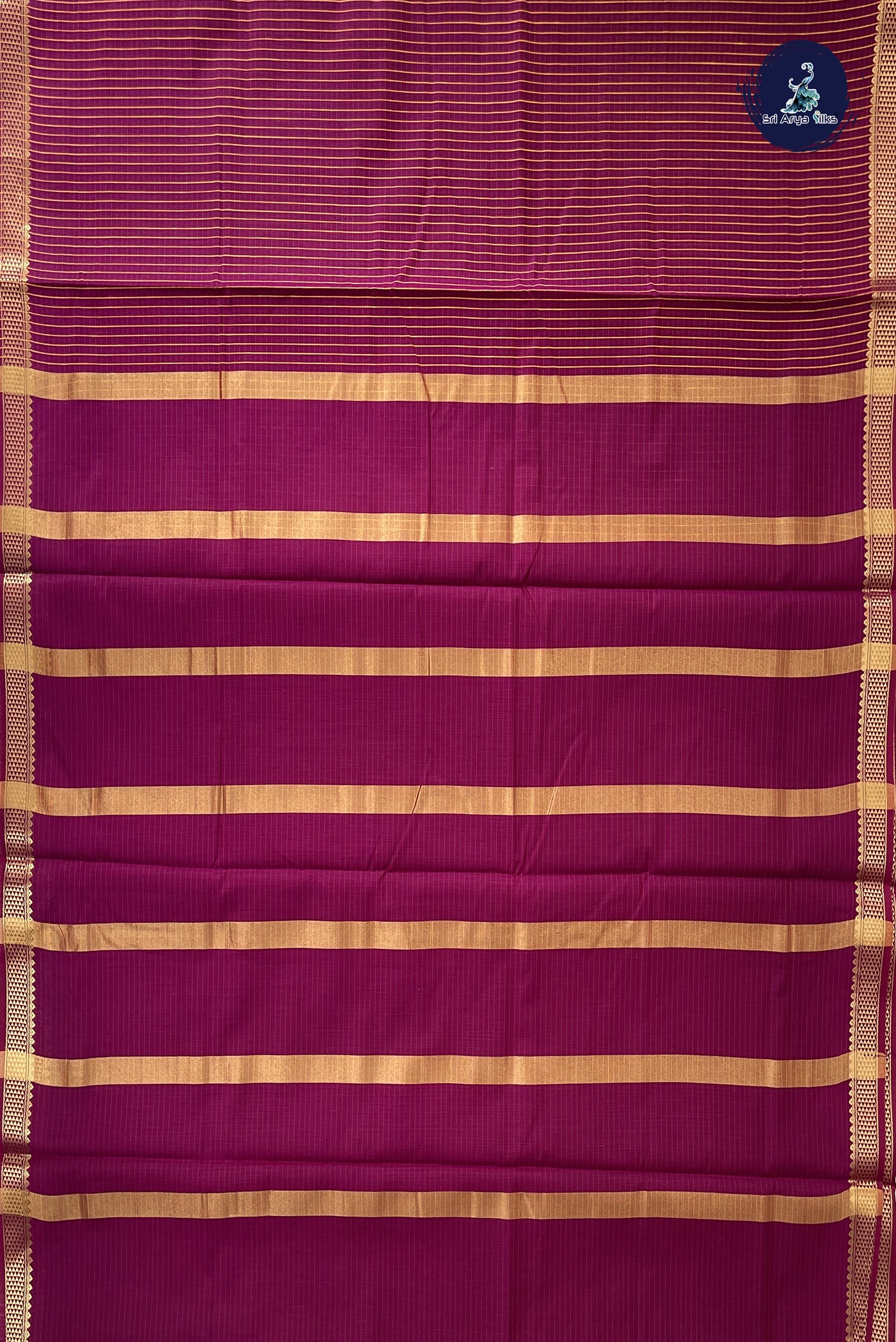 Magenta Purple Madisar Semi Silk Cotton Saree With Checked Pattern