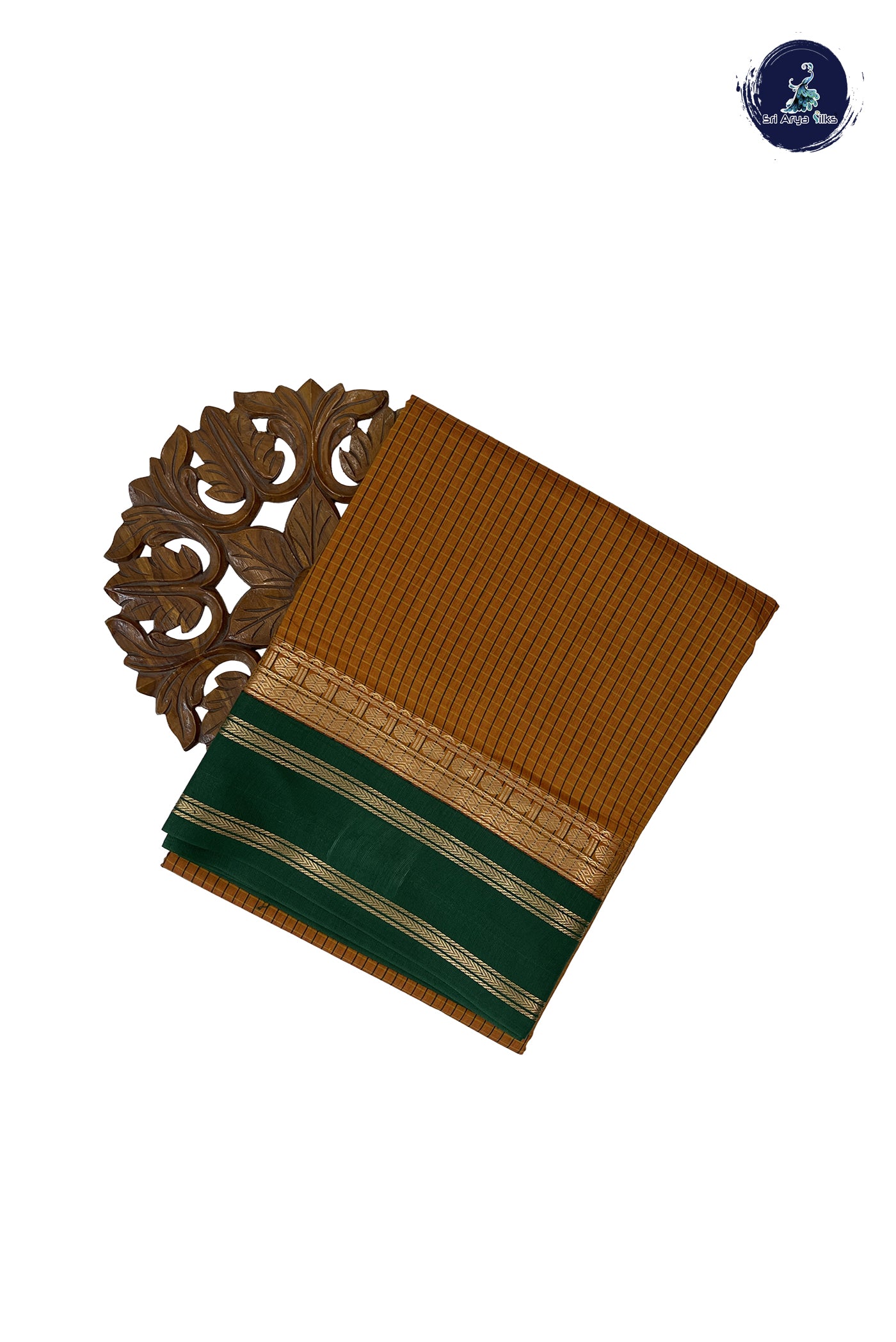 Mustard Madisar Semi Silk Cotton Saree With Checked Pattern