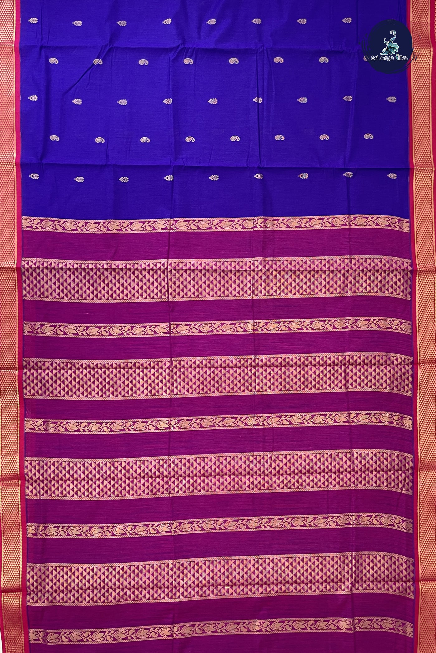 Violet Madisar Semi Silk Cotton Saree With Zari Buttas Pattern