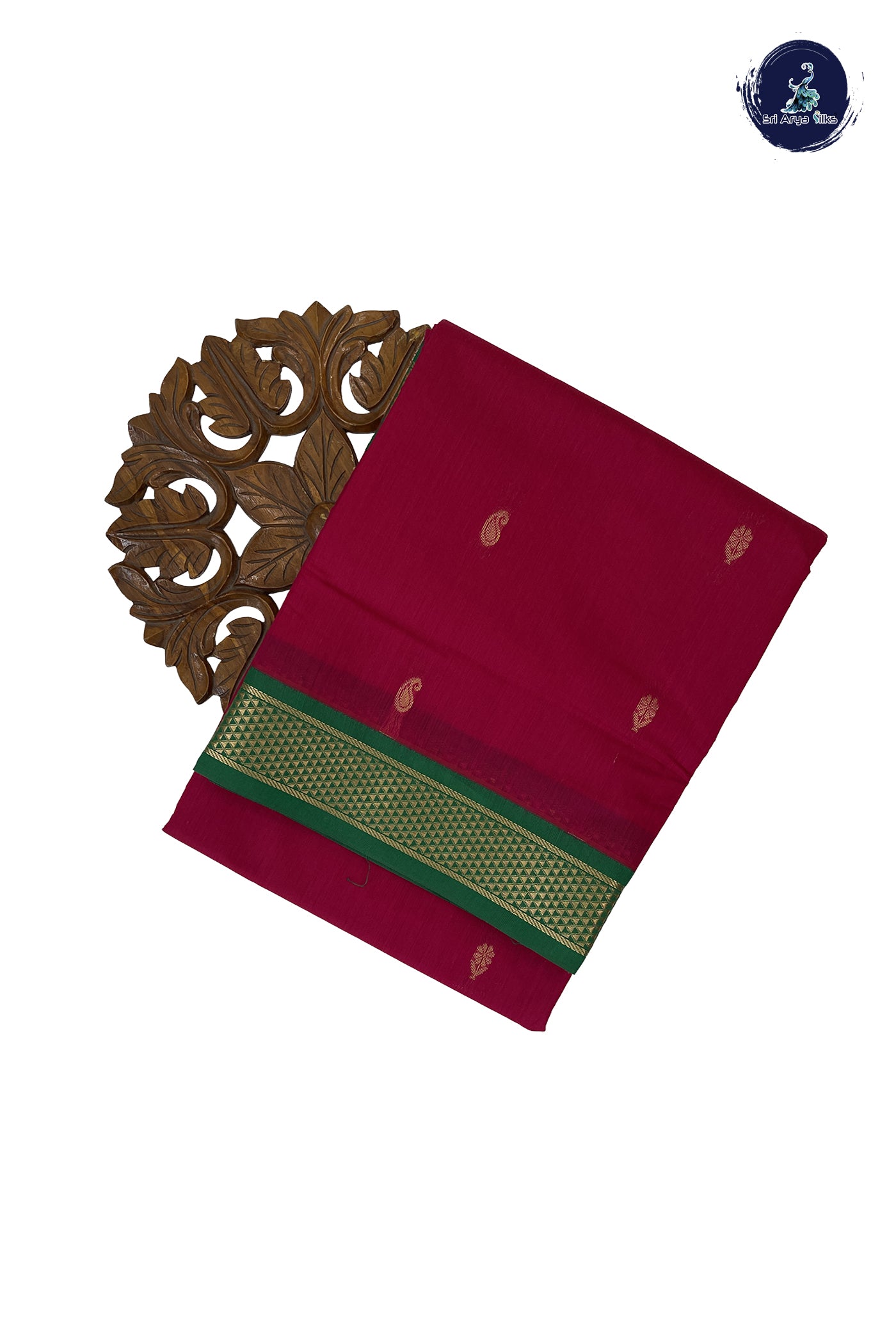 Dark Pink Madisar Semi Silk Cotton Saree With Zari Buttas Pattern