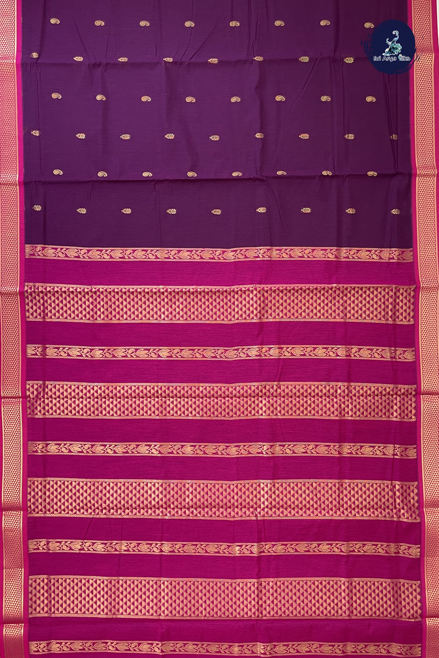 BeetRoot Shade Madisar Semi Silk Cotton Saree With Zari Buttas Pattern