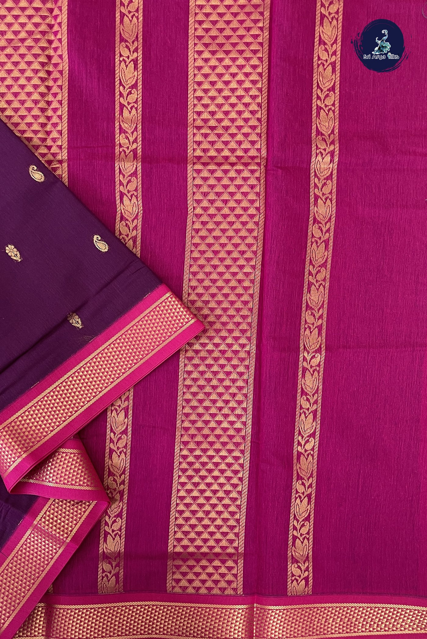 BeetRoot Shade Madisar Semi Silk Cotton Saree With Zari Buttas Pattern