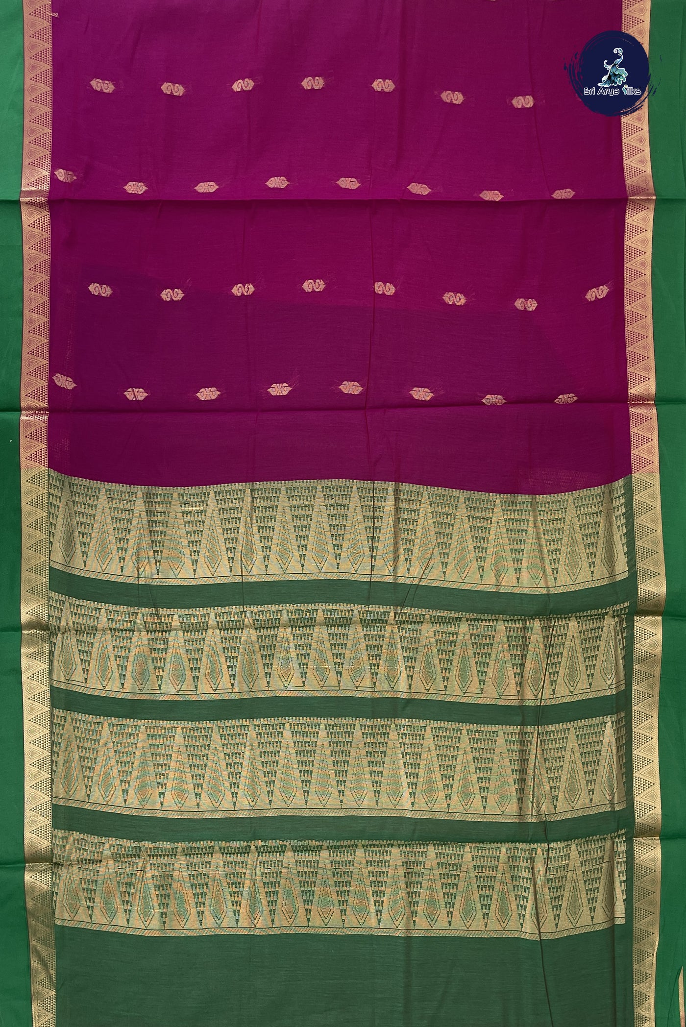 Magenta Madisar Semi Silk Cotton Saree With Zari Buttas Pattern
