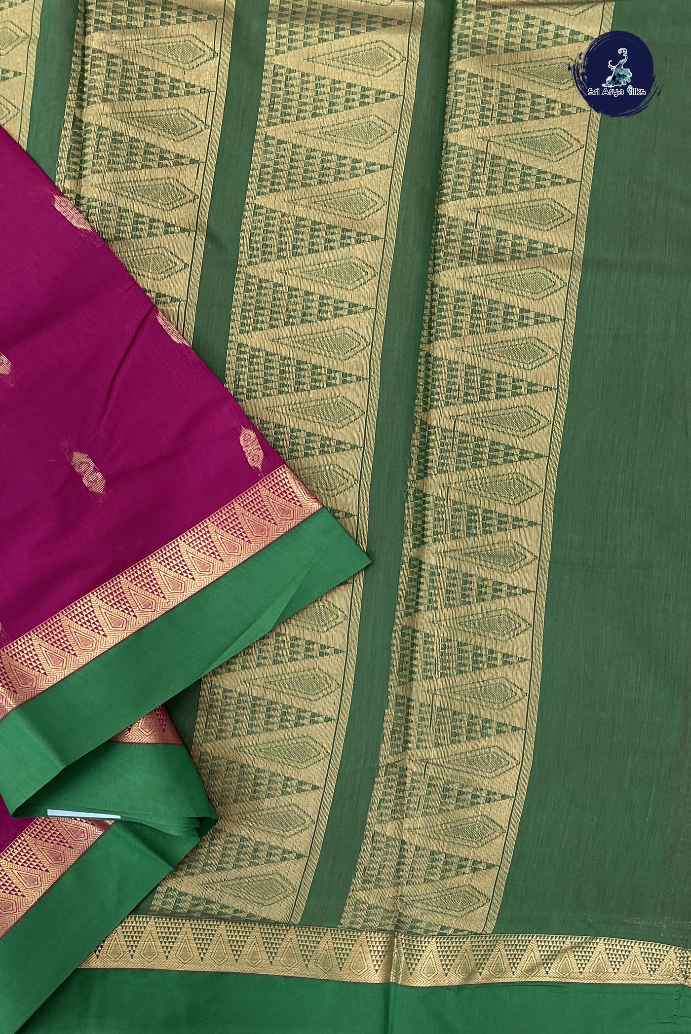 Magenta Madisar Semi Silk Cotton Saree With Zari Buttas Pattern