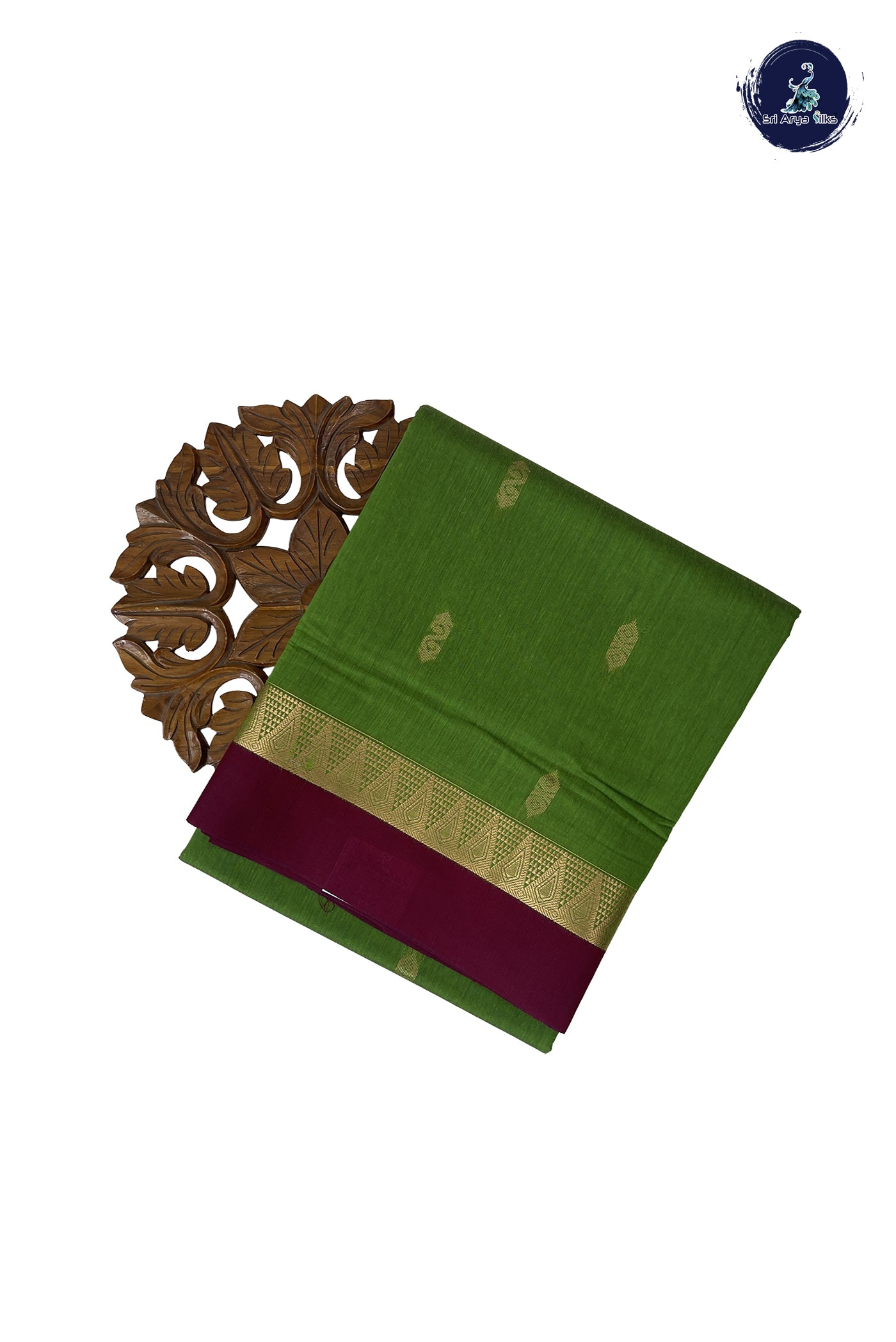 Light Green Madisar Semi Silk Cotton Saree With Zari Buttas Pattern