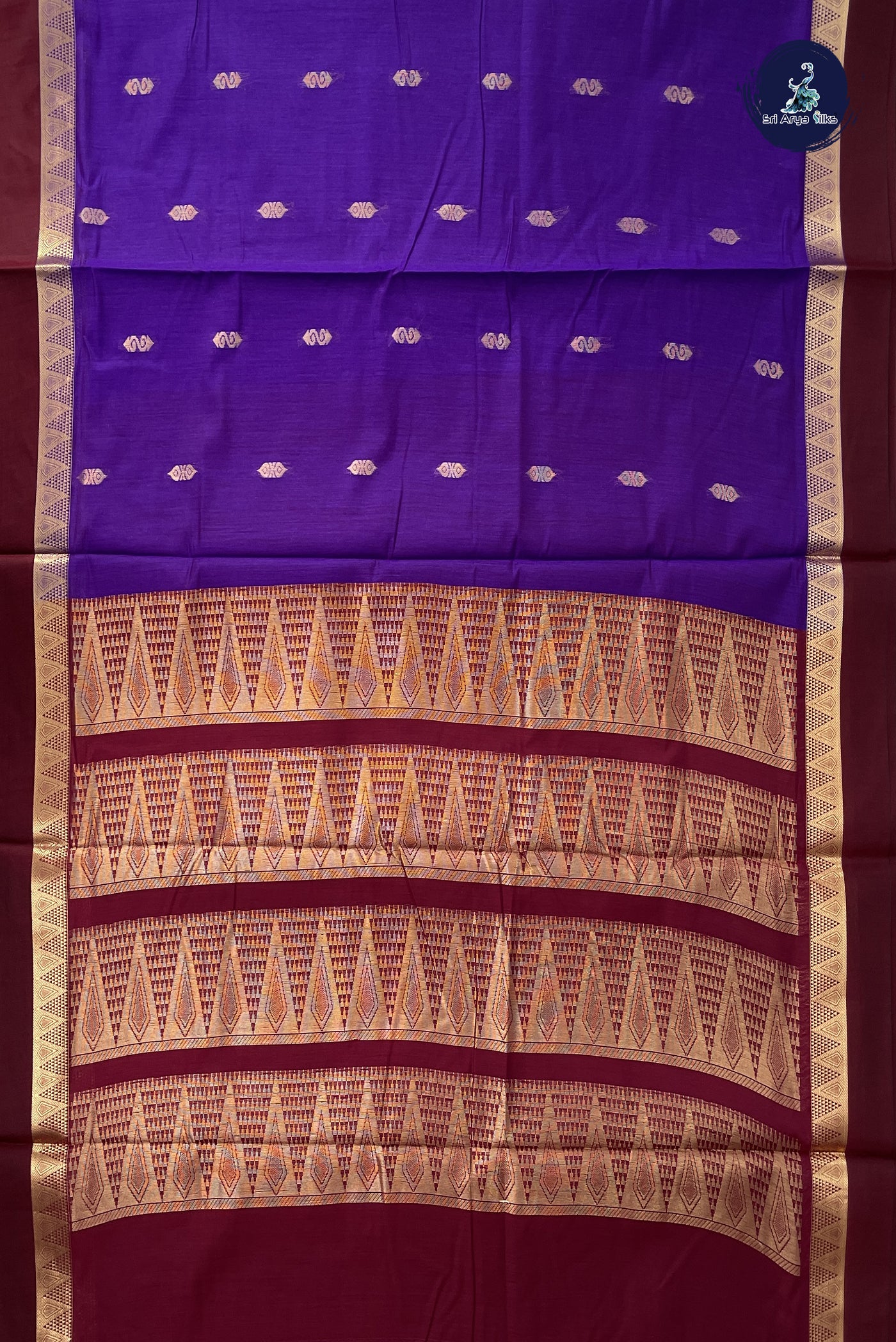 Violet Madisar Semi Silk Cotton Saree With Zari Buttas Pattern
