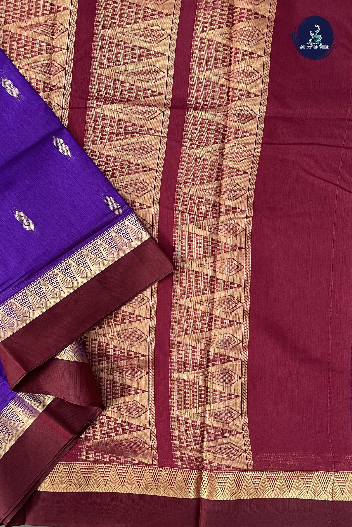 Violet Madisar Semi Silk Cotton Saree With Zari Buttas Pattern