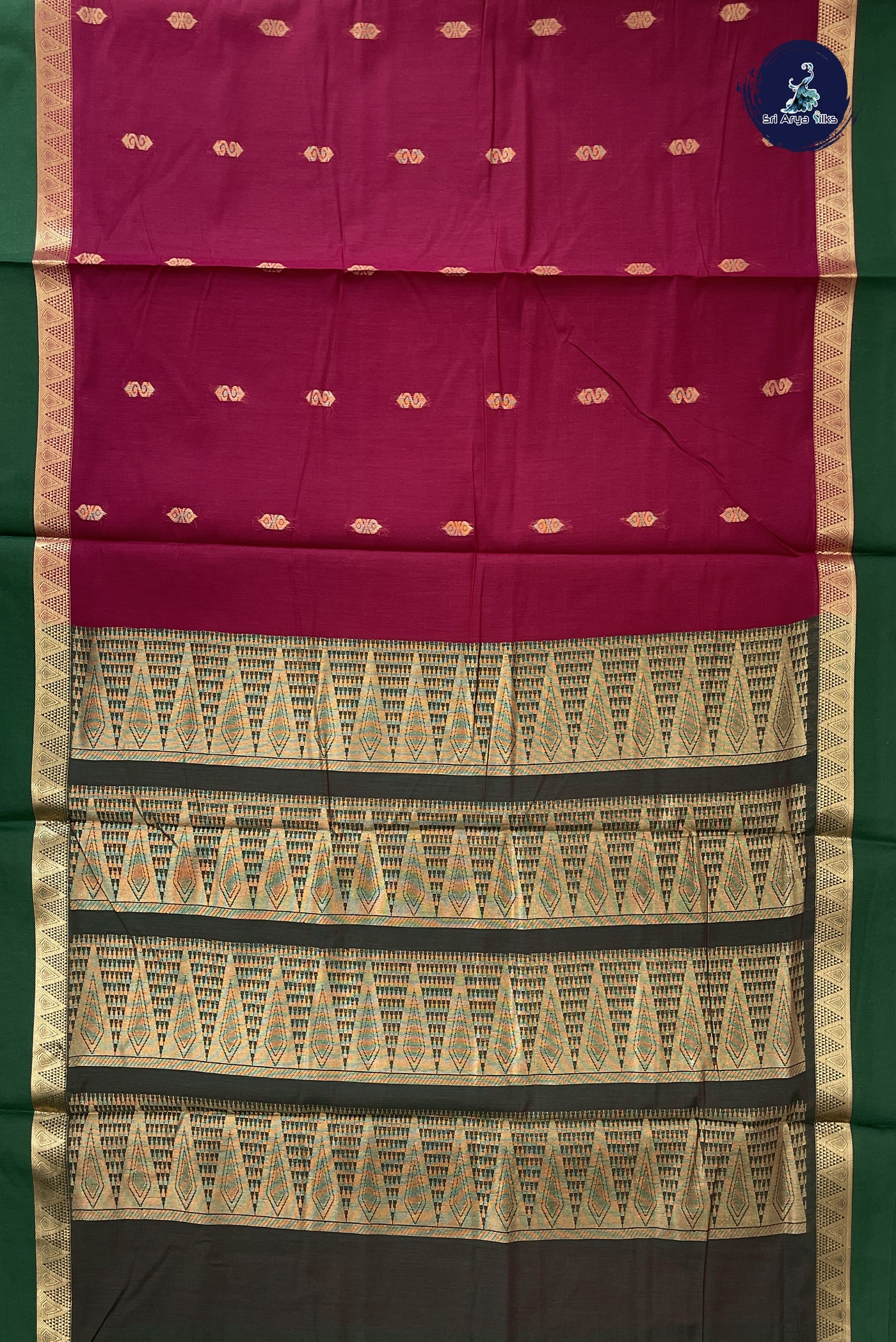 Maroon Madisar Semi Silk Cotton Saree With Zari Buttas Pattern