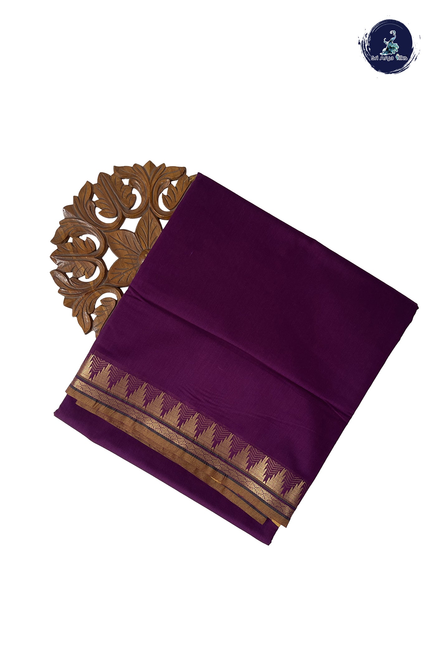 Burgundy Madisar Semi Silk Cotton Saree With Plain Pattern