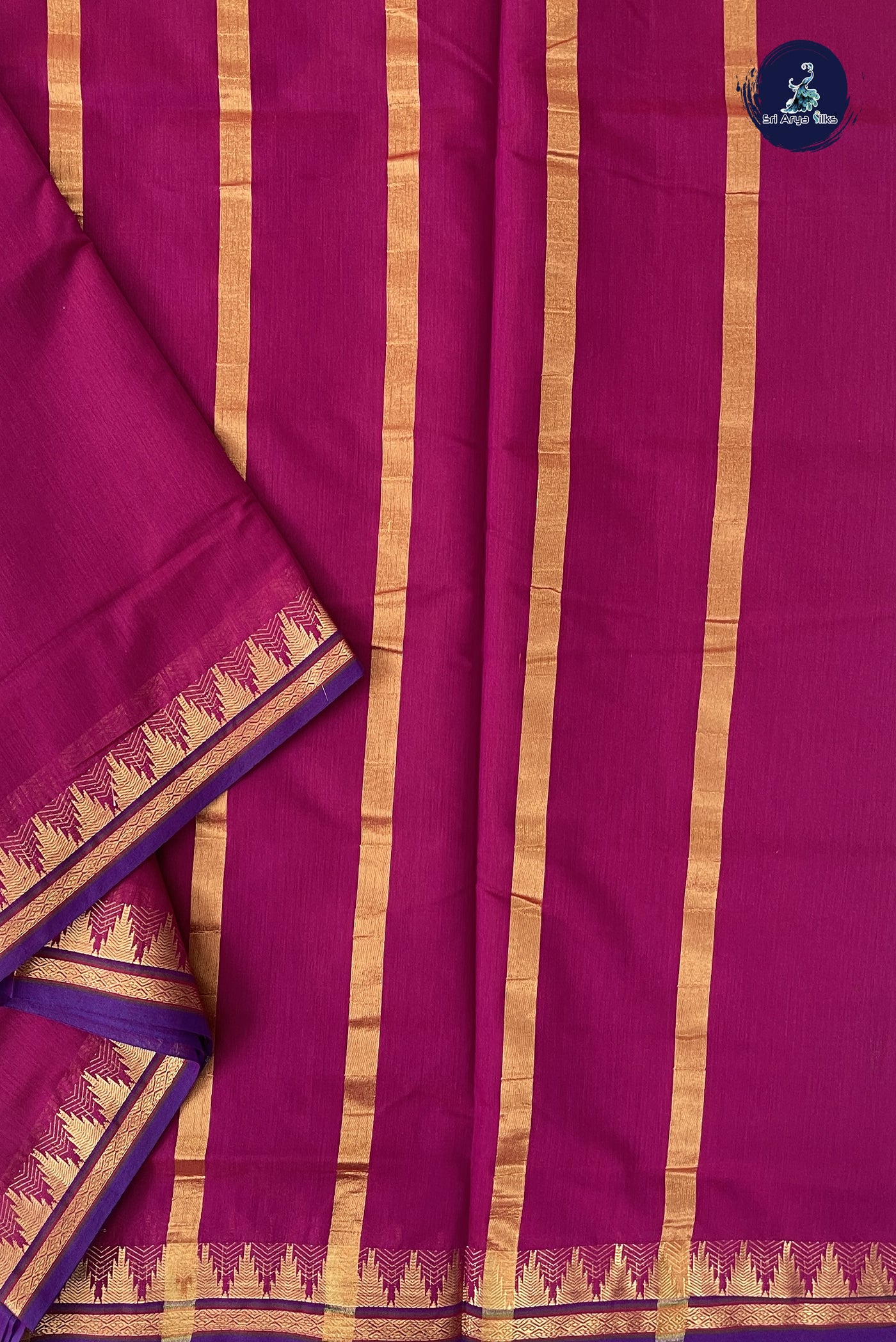 BeetRoot Shade Madisar Semi Silk Cotton Saree With Plain Pattern