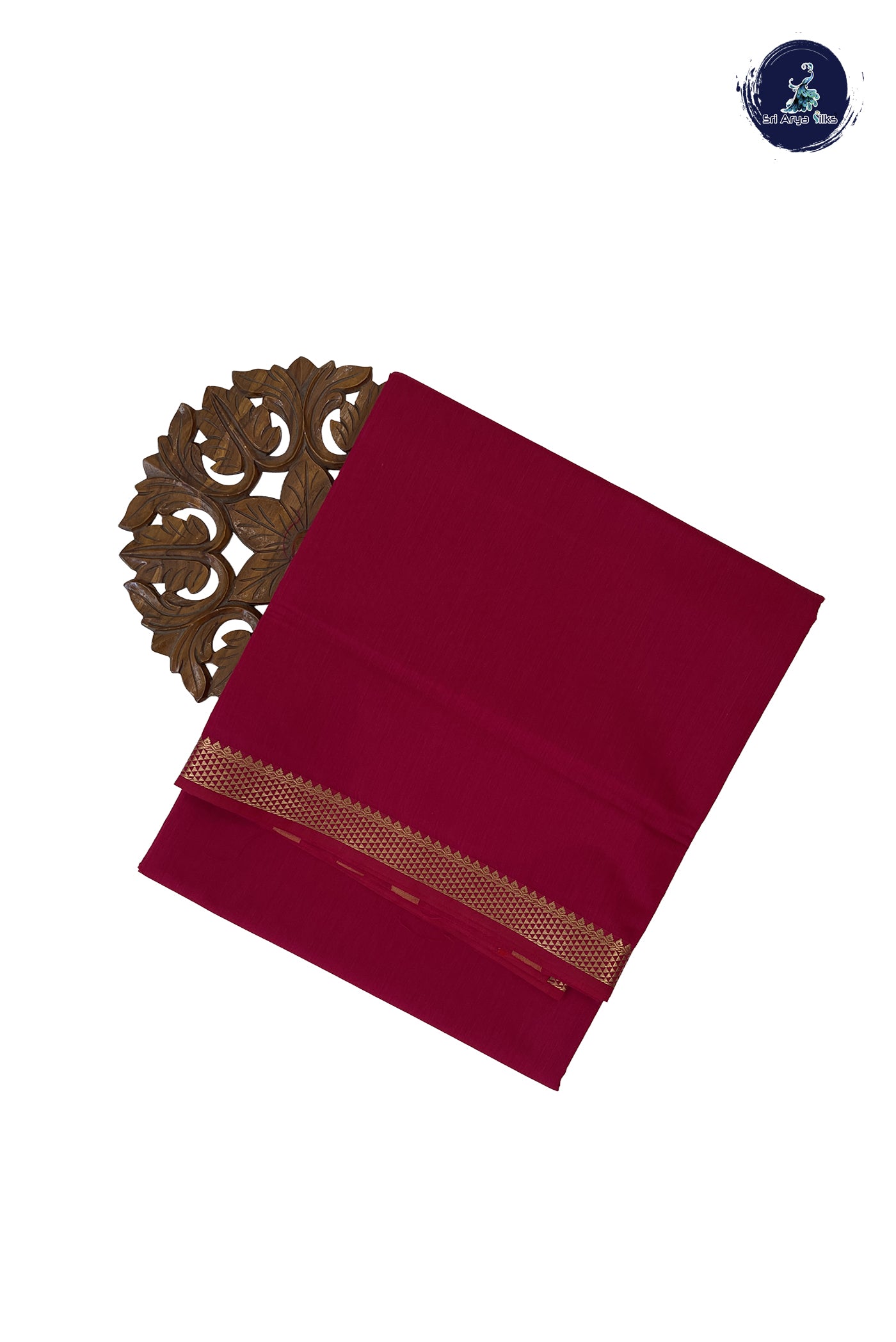 Dark Pink Madisar Semi Silk Cotton Saree With Plain Pattern