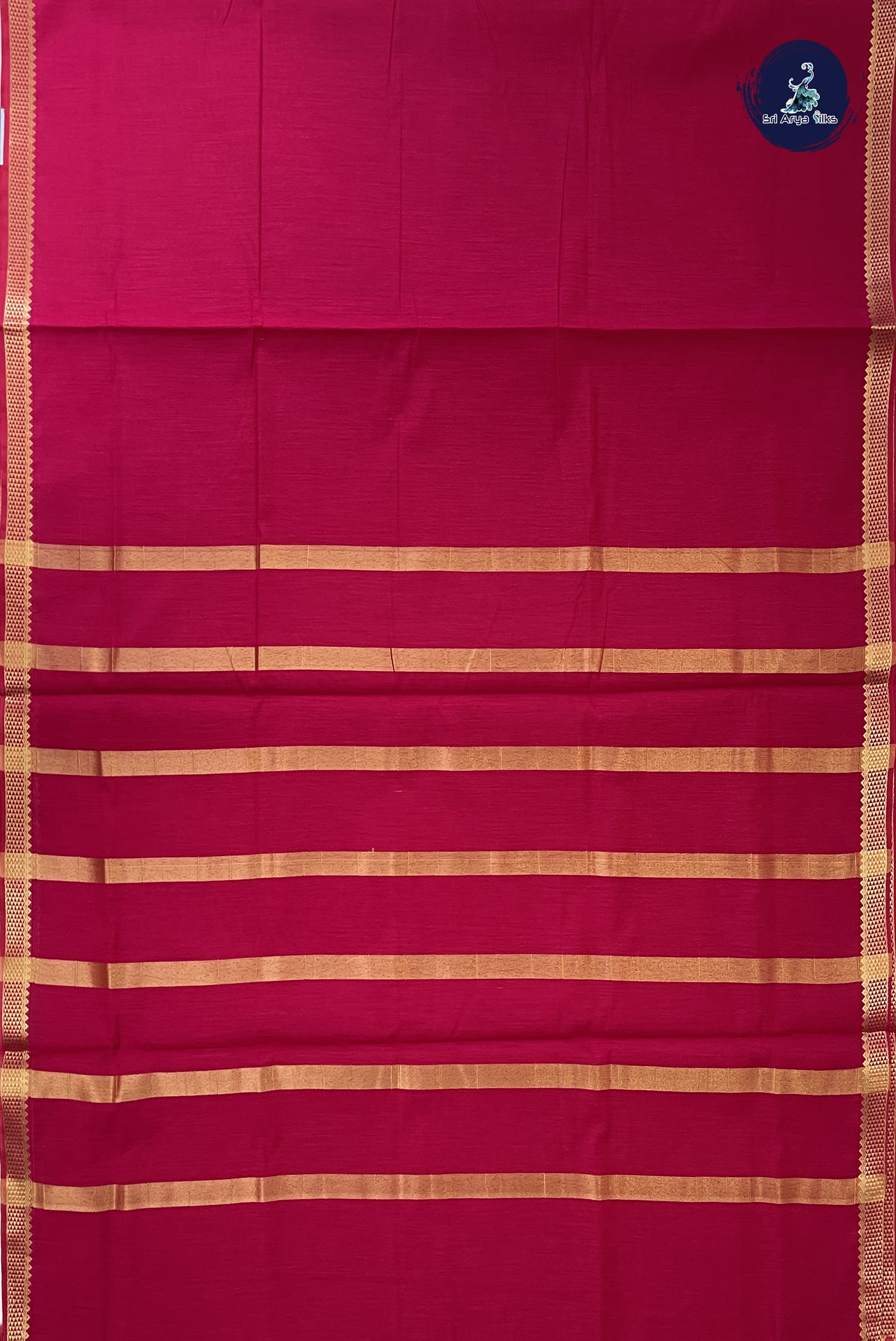 Dark Pink Madisar Semi Silk Cotton Saree With Plain Pattern