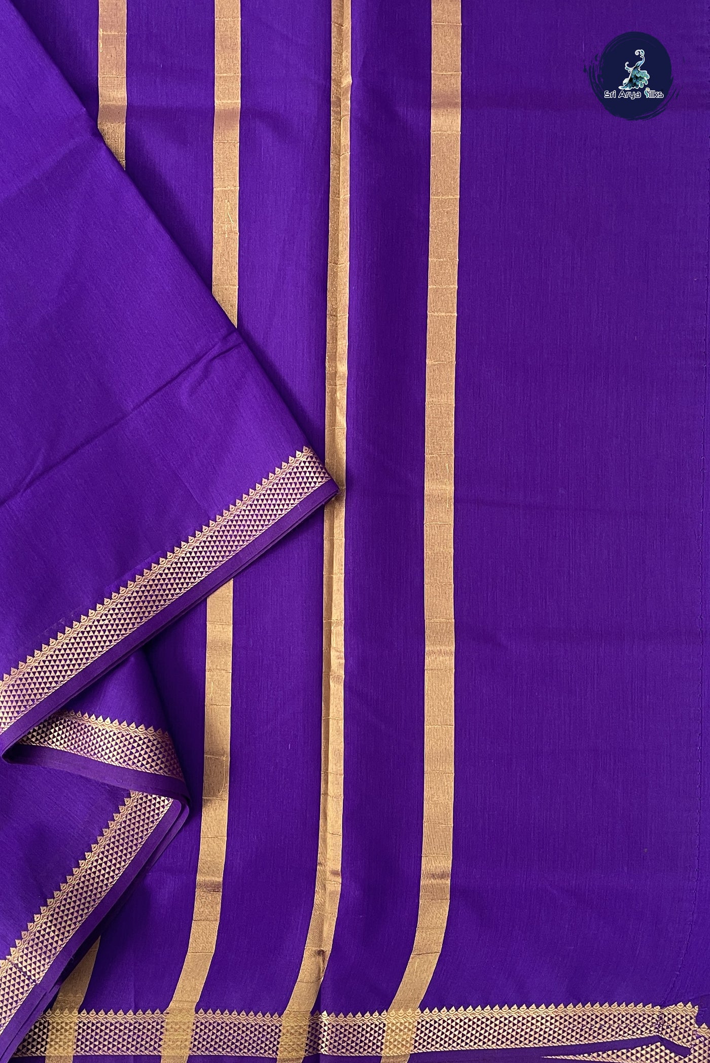 Violet Madisar Semi Silk Cotton Saree With Plain Pattern