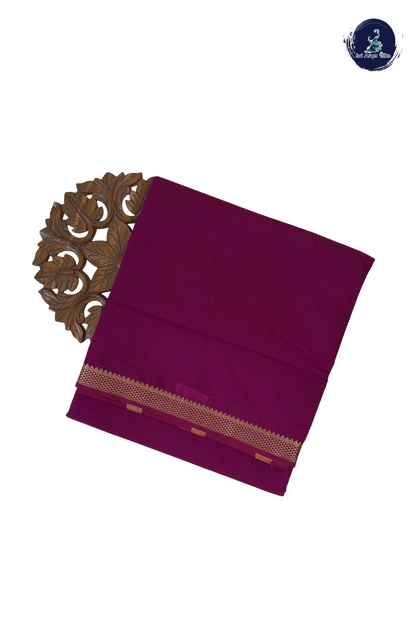 Burgundy Madisar Semi Silk Cotton Saree With Plain Pattern
