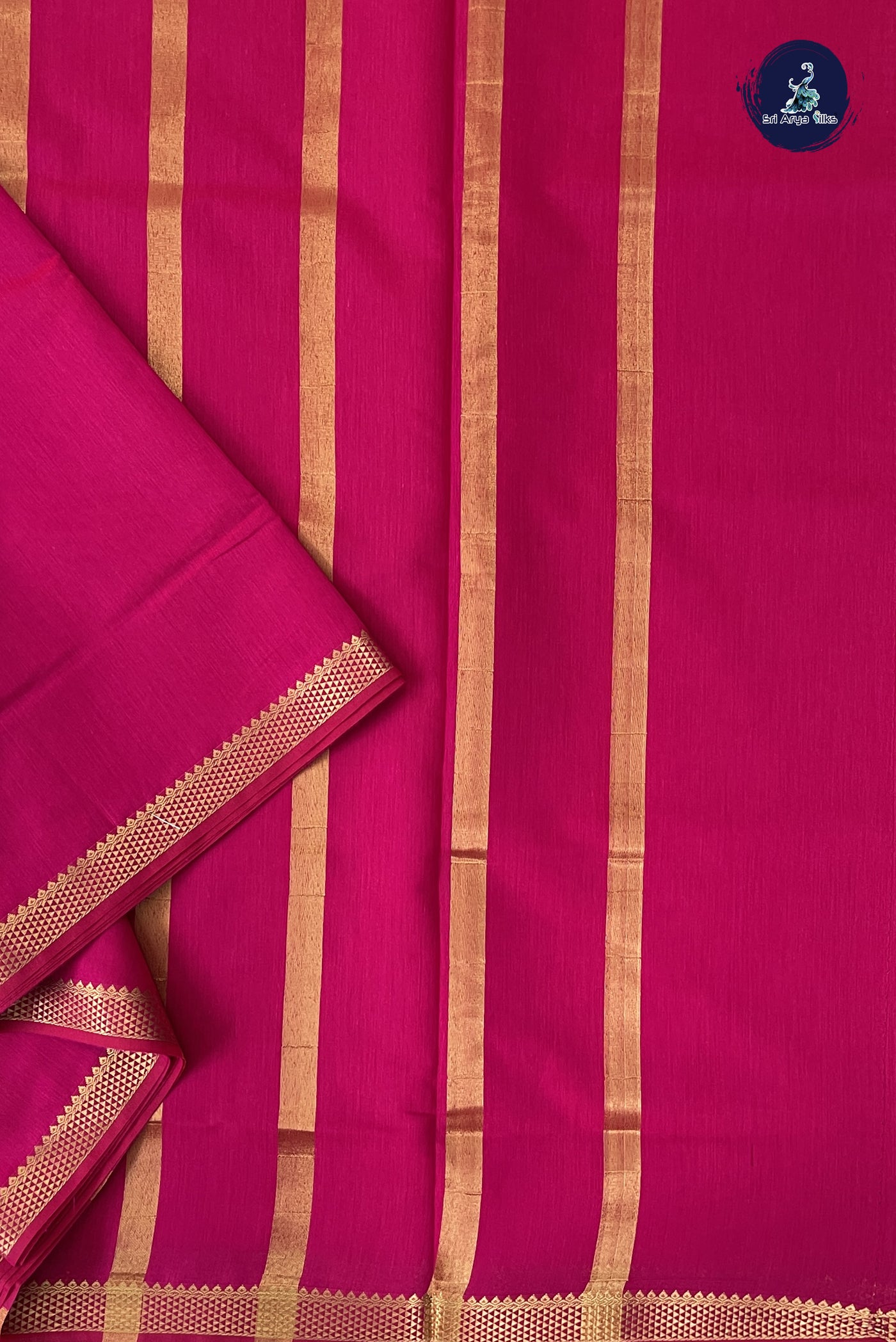 Pink Madisar Semi Silk Cotton Saree With Plain Pattern