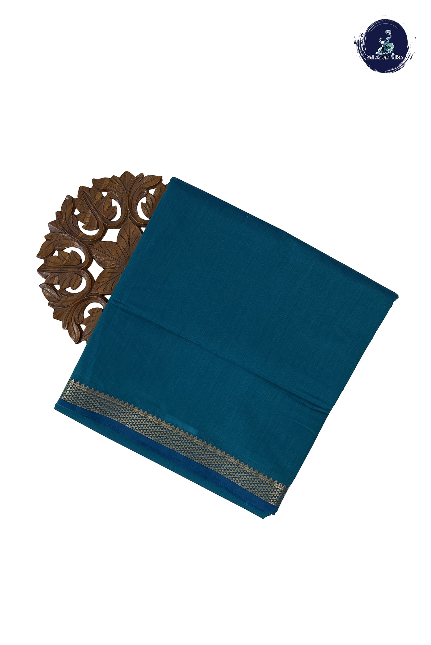 Sapphire Blue Madisar Semi Silk Cotton Saree With Plain Pattern