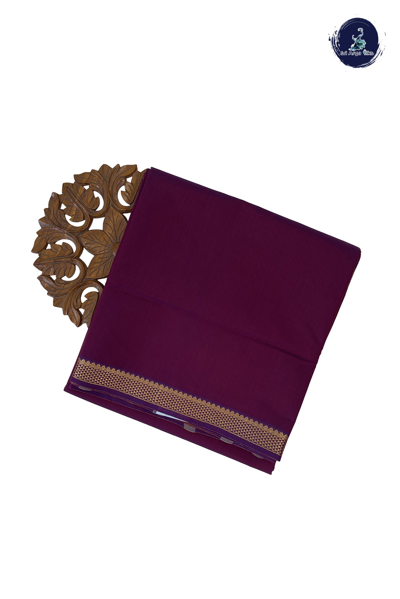 Dual Tone Maroon Madisar Semi Silk Cotton Saree With Plain Pattern
