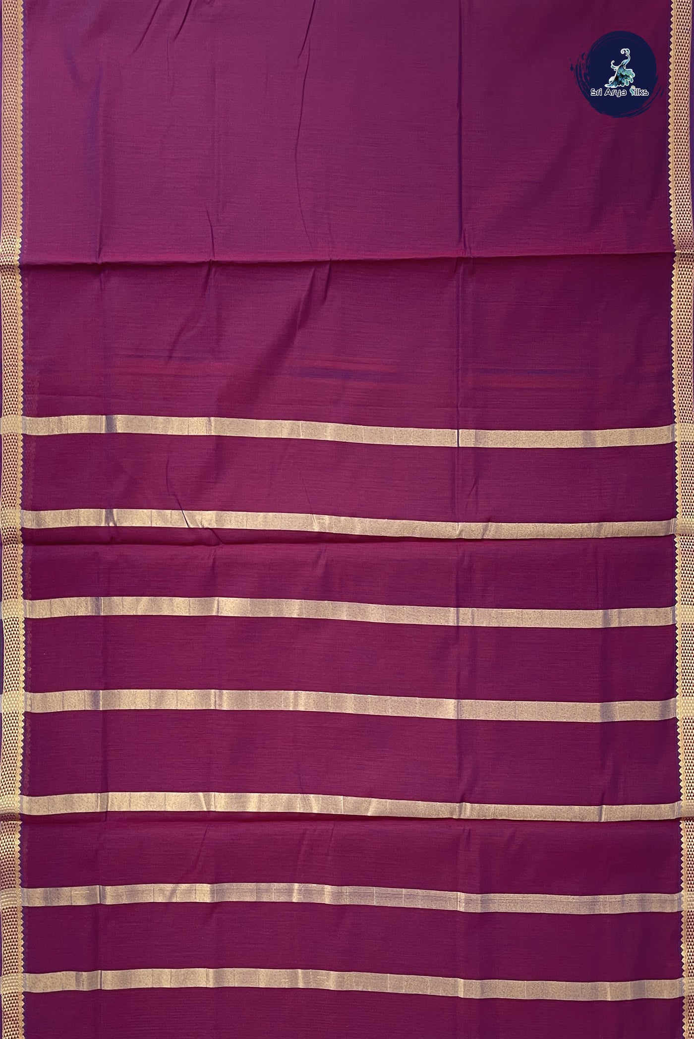 Dual Tone Maroon Madisar Semi Silk Cotton Saree With Plain Pattern