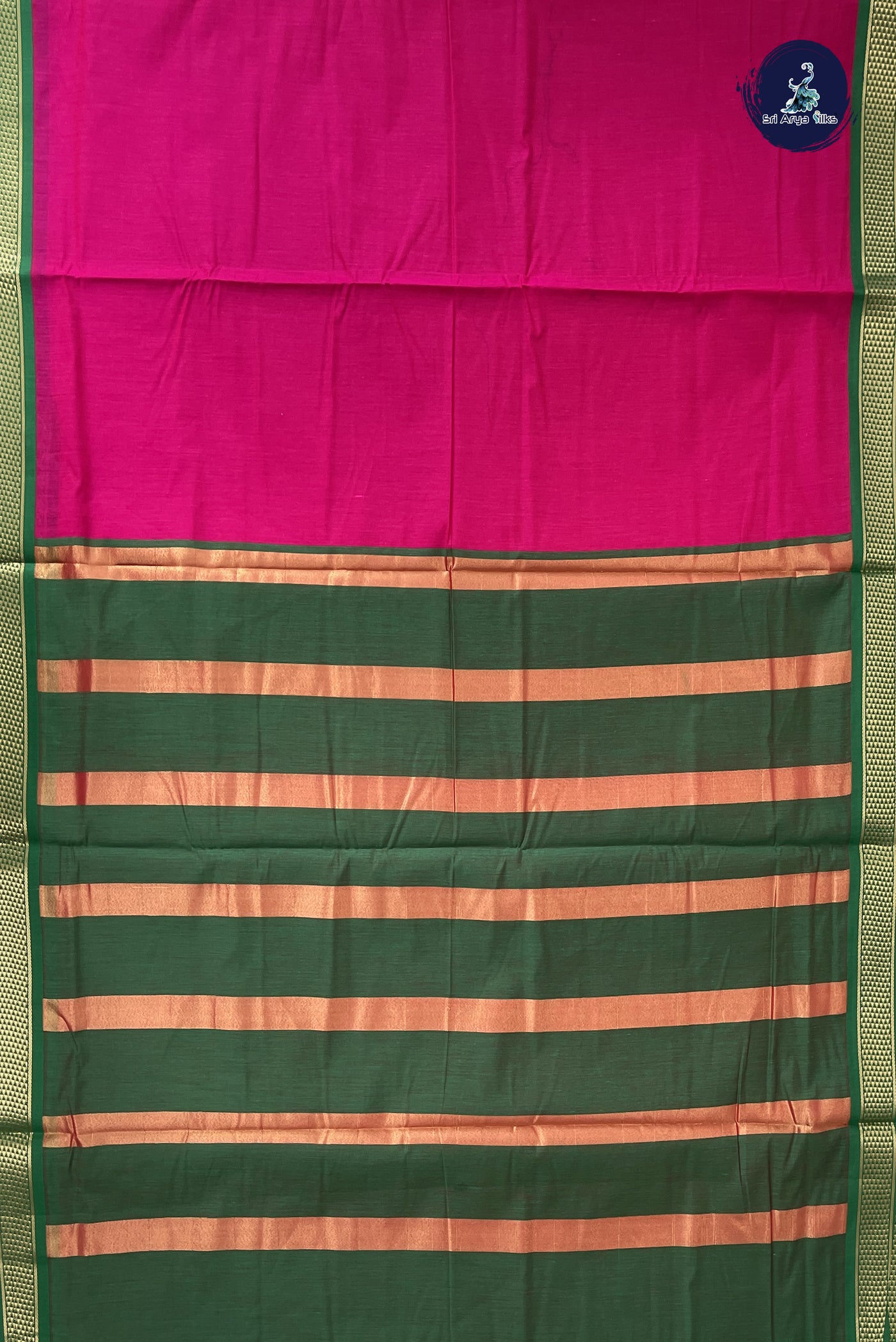 Pink Madisar Semi Silk Cotton Saree With Plain Pattern