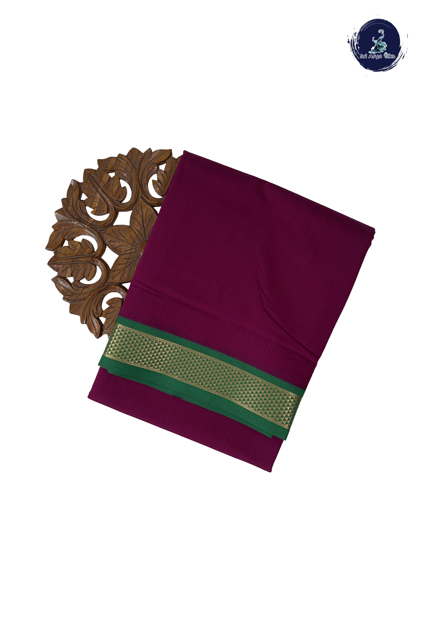 Burgundy Madisar Semi Silk Cotton Saree With Plain Pattern