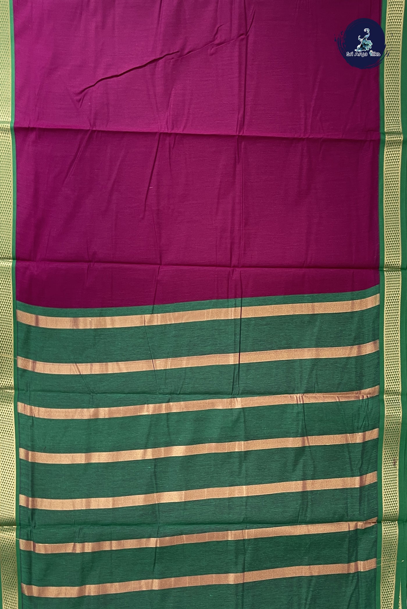 Burgundy Madisar Semi Silk Cotton Saree With Plain Pattern