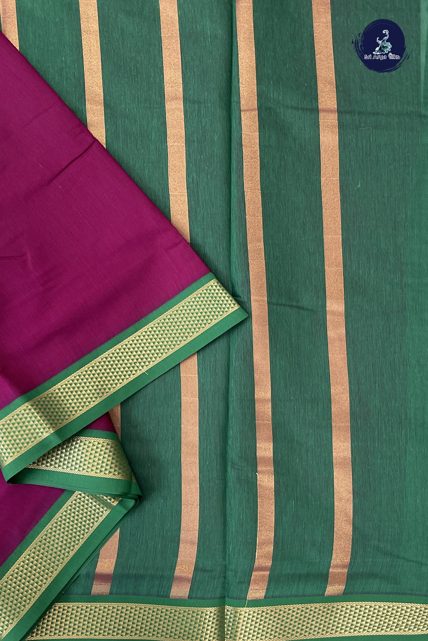 Burgundy Madisar Semi Silk Cotton Saree With Plain Pattern