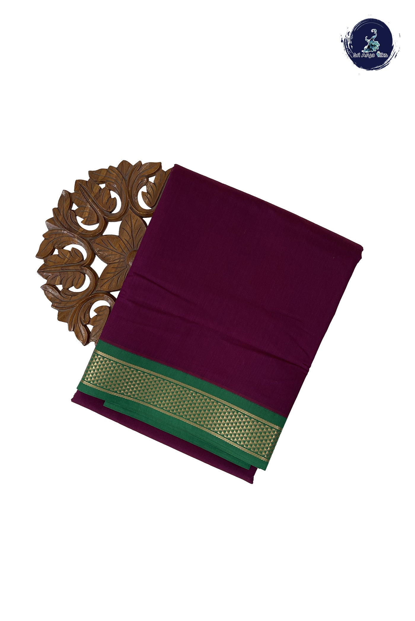 Burgundy Madisar Semi Silk Cotton Saree With Plain Pattern