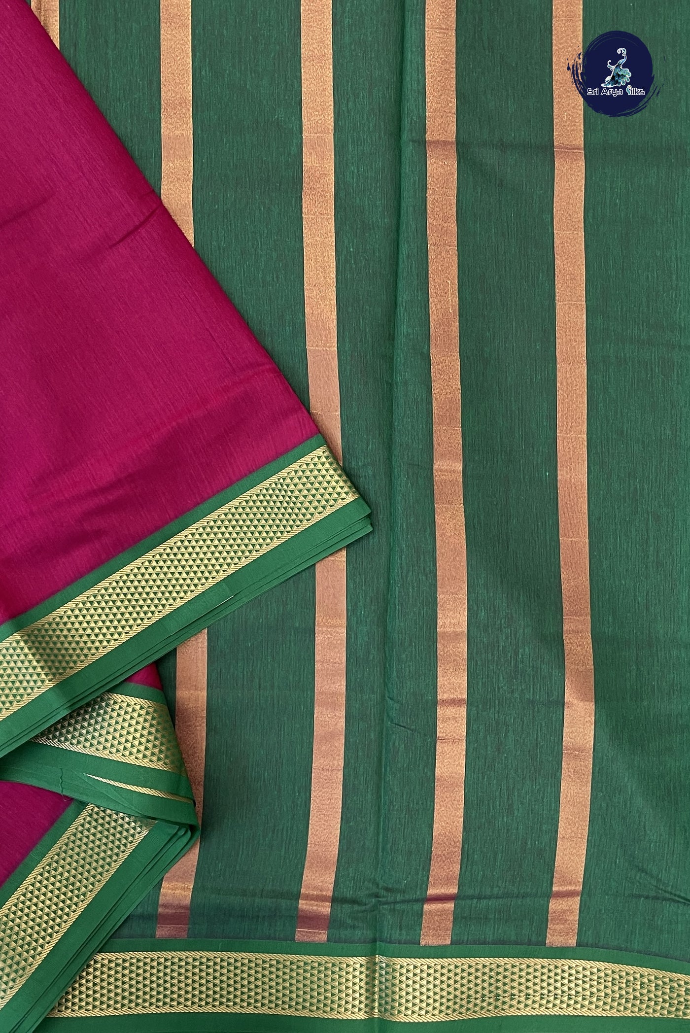BeetRoot Shade Madisar Semi Silk Cotton Saree With Plain Pattern